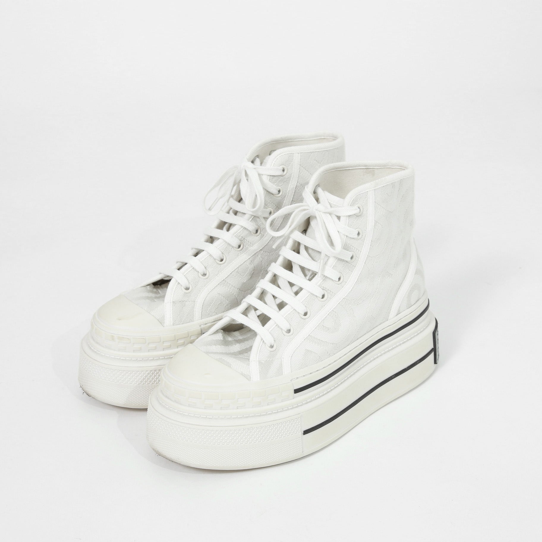 FENDI ×MARC JACOBS フェンディ マークジェイコブス /  ドミノ キャンバス ハイカット 厚底 スニーカー / size 40 (25cm) WHITE シューズ