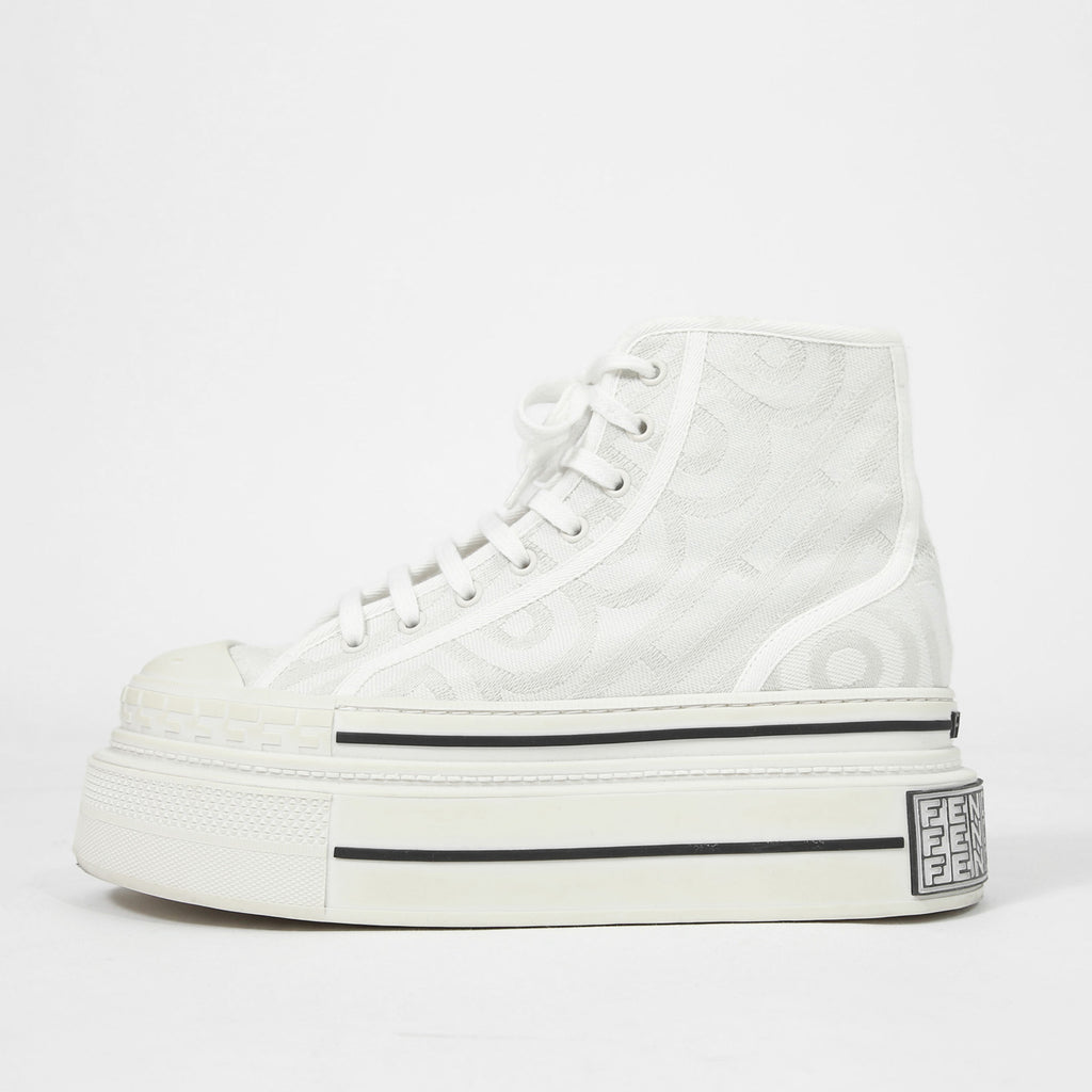 FENDI ×MARC JACOBS フェンディ マークジェイコブス /  ドミノ キャンバス ハイカット 厚底 スニーカー / size 40 (25cm) WHITE シューズ