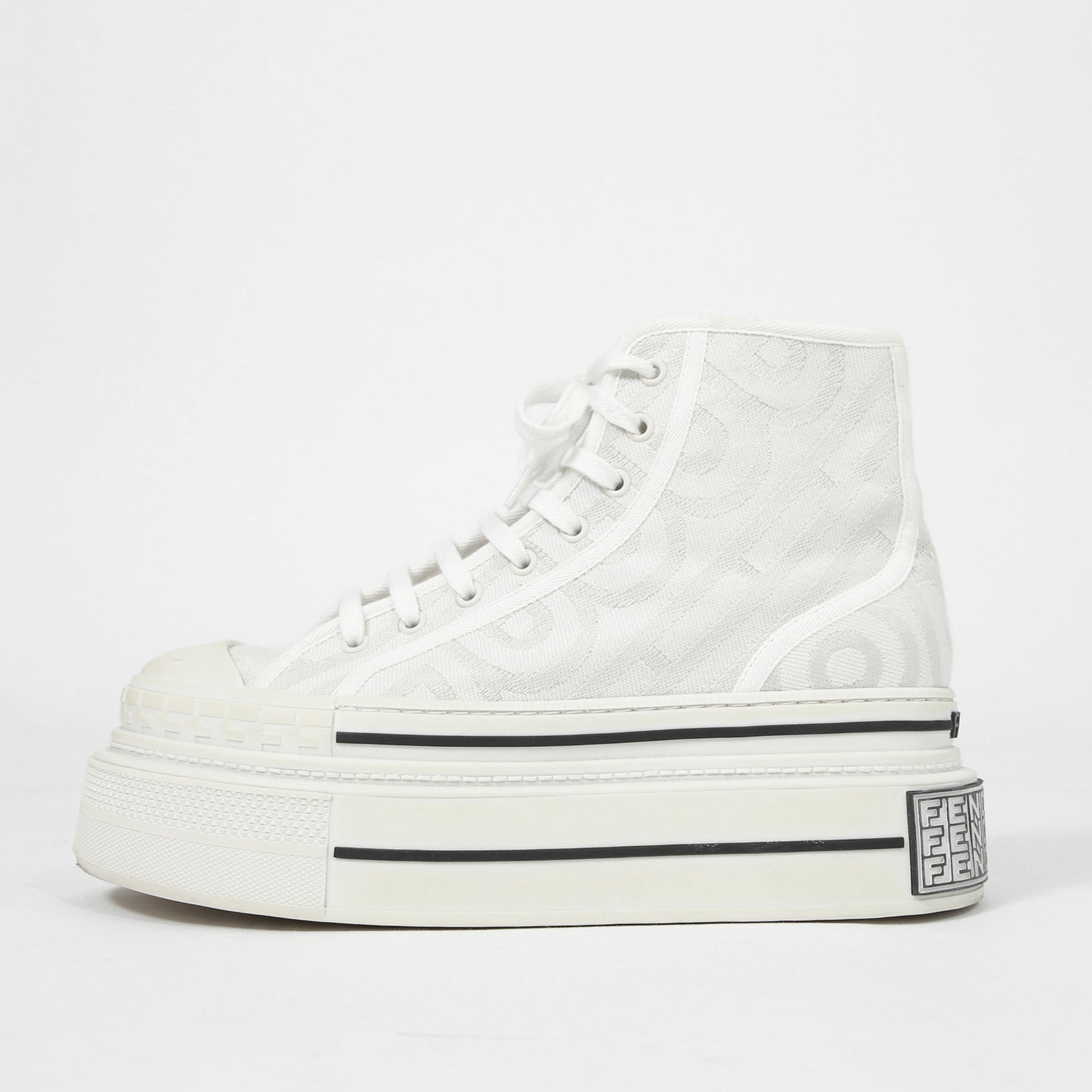 FENDI ×MARC JACOBS フェンディ マークジェイコブス /  ドミノ キャンバス ハイカット 厚底 スニーカー / size 40 (25cm) WHITE シューズ