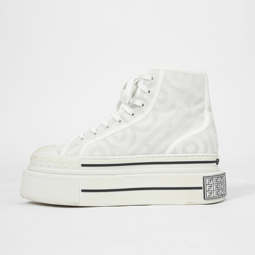 FENDI ×MARC JACOBS フェンディ マークジェイコブス /  ドミノ キャンバス ハイカット 厚底 スニーカー / size 40 (25cm) WHITE シューズ