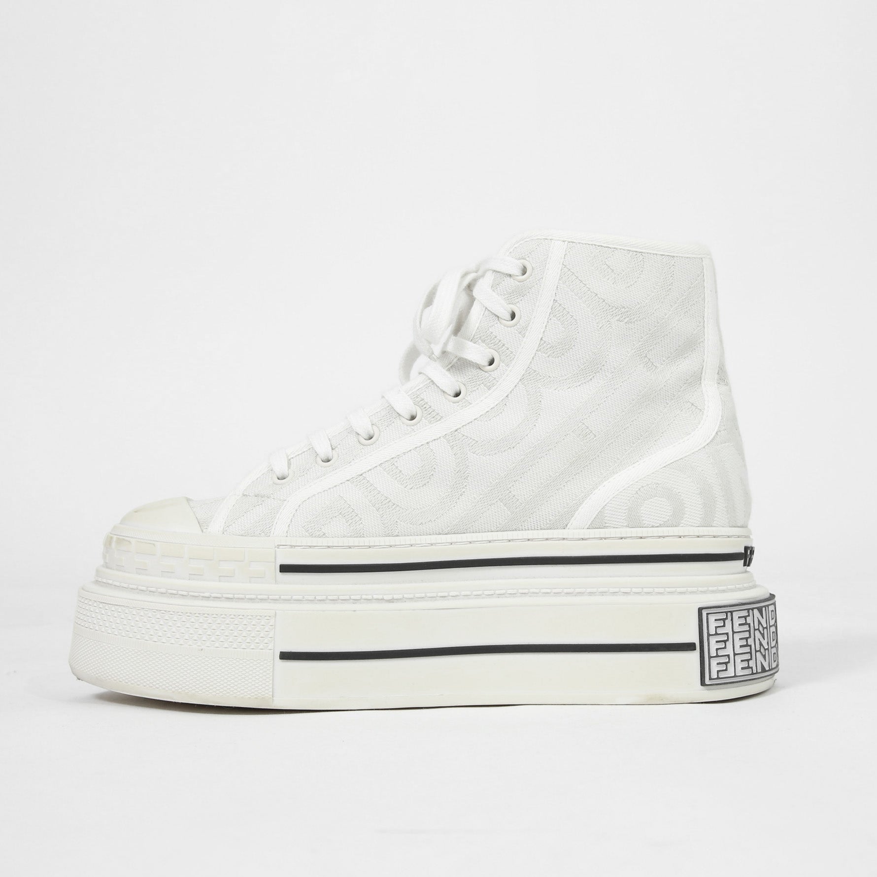 FENDI ×MARC JACOBS フェンディ マークジェイコブス /  ドミノ キャンバス ハイカット 厚底 スニーカー / size 40 (25cm) WHITE シューズ