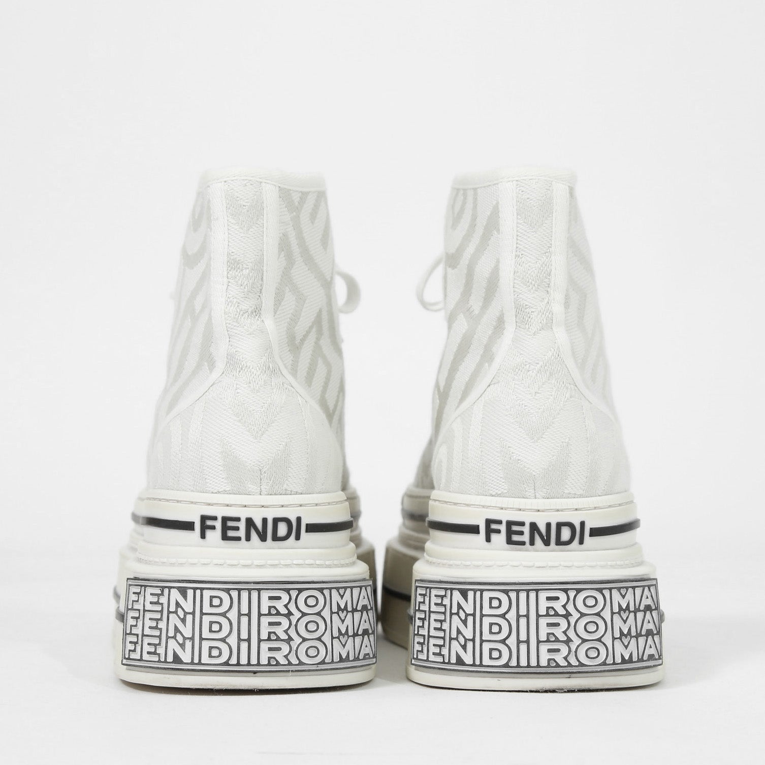 FENDI ×MARC JACOBS フェンディ マークジェイコブス /  ドミノ キャンバス ハイカット 厚底 スニーカー / size 40 (25cm) WHITE シューズ