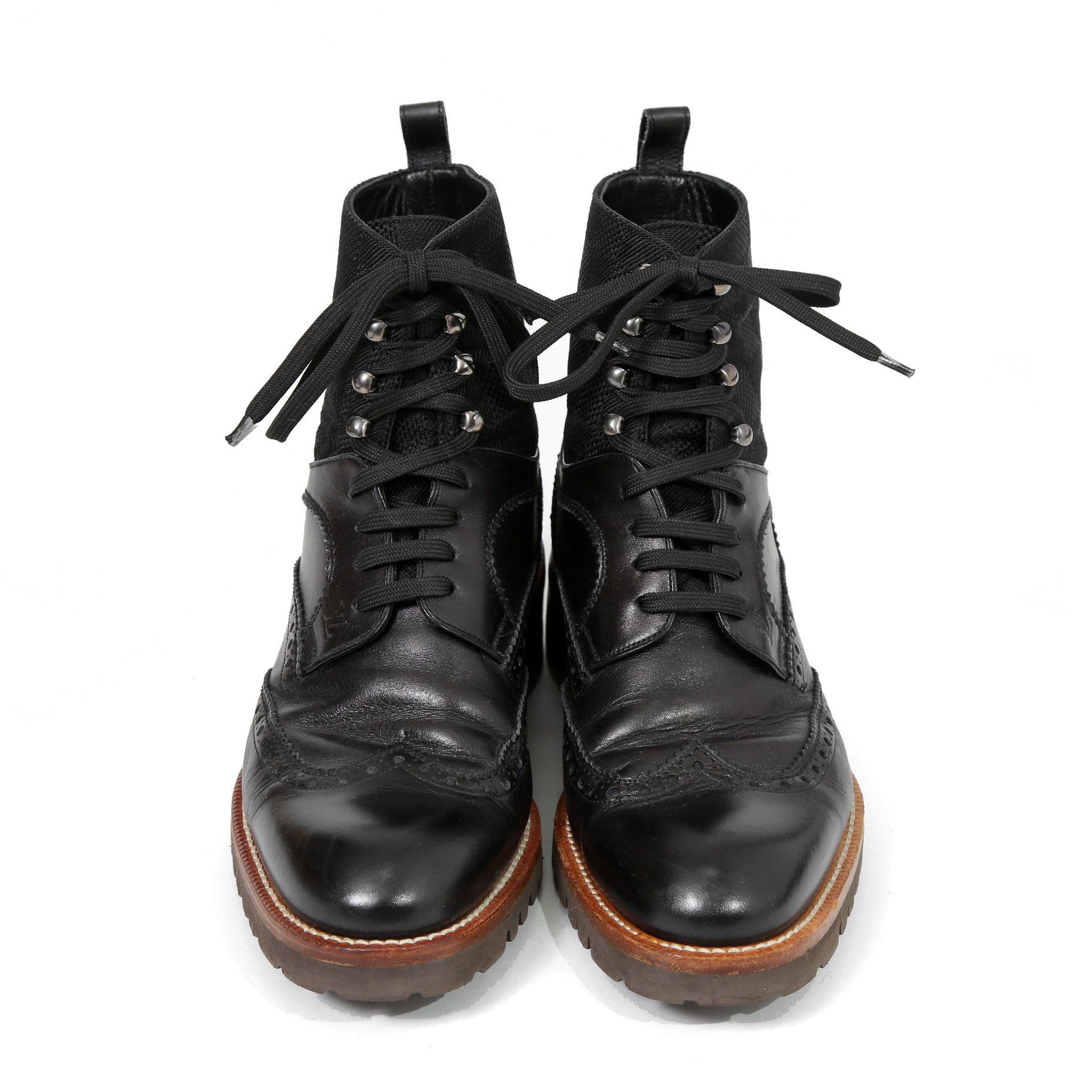 LOUIS VUITTON ルイヴィトン / バスティーユ コンバット ブーツ / トリヨンレザー メダリオン ダミエ  キャンバス / size 6.5 (25.5cm) BLACK シューズ