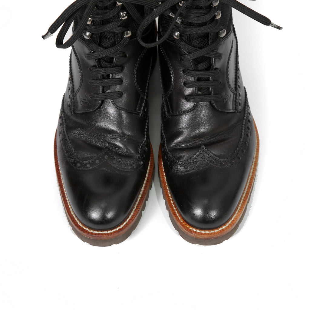 LOUIS VUITTON ルイヴィトン / バスティーユ コンバット ブーツ / トリヨンレザー メダリオン ダミエ  キャンバス / size 6.5 (25.5cm) BLACK シューズ