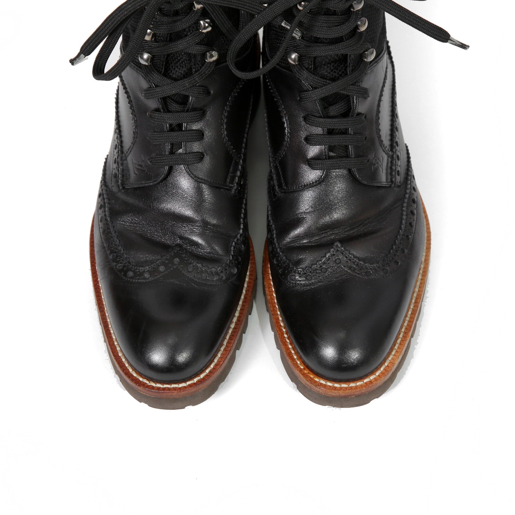 LOUIS VUITTON ルイヴィトン / バスティーユ コンバット ブーツ / トリヨンレザー メダリオン ダミエ  キャンバス / size 6.5 (25.5cm) BLACK シューズ