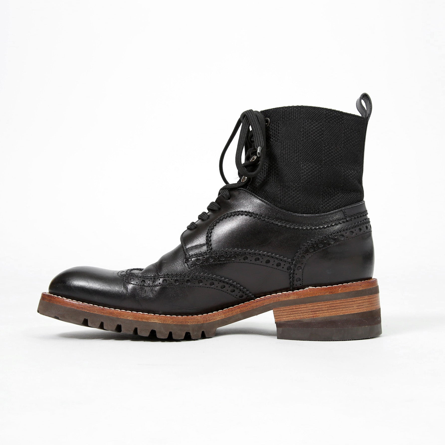 LOUIS VUITTON ルイヴィトン / バスティーユ コンバット ブーツ / トリヨンレザー メダリオン ダミエ  キャンバス / size 6.5 (25.5cm) BLACK シューズ