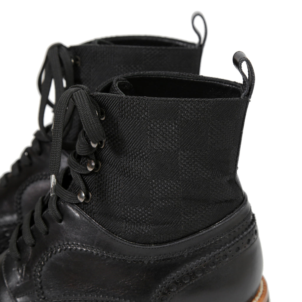 LOUIS VUITTON ルイヴィトン / バスティーユ コンバット ブーツ / トリヨンレザー メダリオン ダミエ  キャンバス / size 6.5 (25.5cm) BLACK シューズ