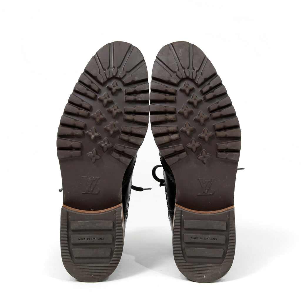 LOUIS VUITTON ルイヴィトン / バスティーユ コンバット ブーツ / トリヨンレザー メダリオン ダミエ  キャンバス / size 6.5 (25.5cm) BLACK シューズ