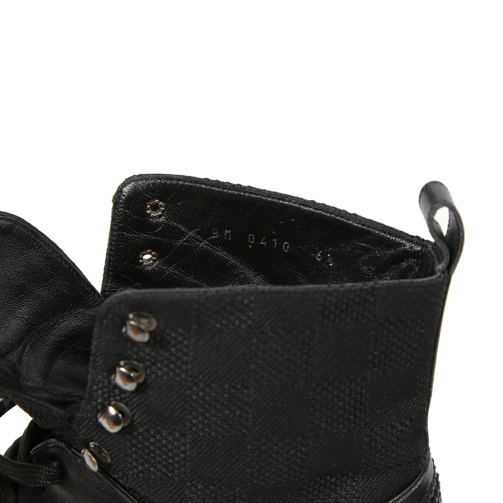 LOUIS VUITTON ルイヴィトン / バスティーユ コンバット ブーツ / トリヨンレザー メダリオン ダミエ  キャンバス / size 6.5 (25.5cm) BLACK シューズ
