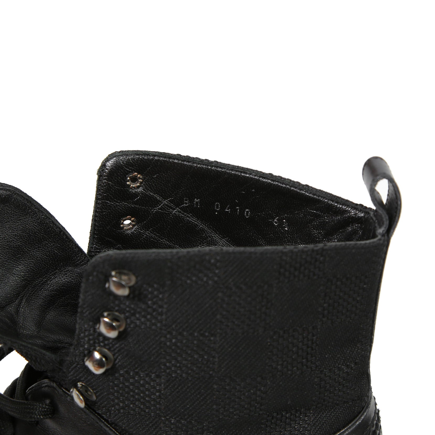 LOUIS VUITTON ルイヴィトン / バスティーユ コンバット ブーツ / トリヨンレザー メダリオン ダミエ  キャンバス / size 6.5 (25.5cm) BLACK シューズ