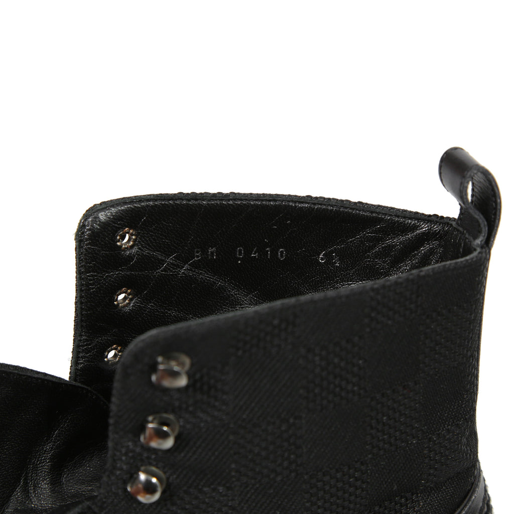 LOUIS VUITTON ルイヴィトン / バスティーユ コンバット ブーツ / トリヨンレザー メダリオン ダミエ  キャンバス / size 6.5 (25.5cm) BLACK シューズ