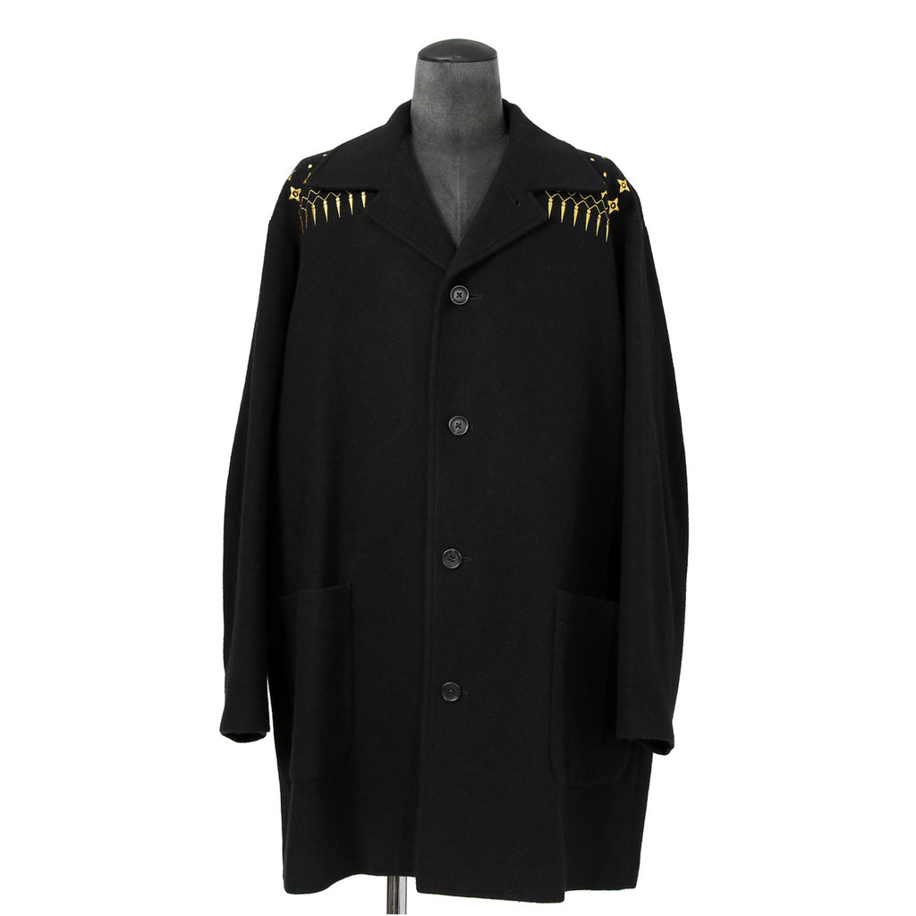 新品 Yohji Yamamoto Pour Homme / 22AW “THE SHOP” 限定  92-92 EMBROIDERY MELTON COAT / HE-C41-537 / 92年復刻 金刺繍 メルトンコート / size 1 (BALCK)