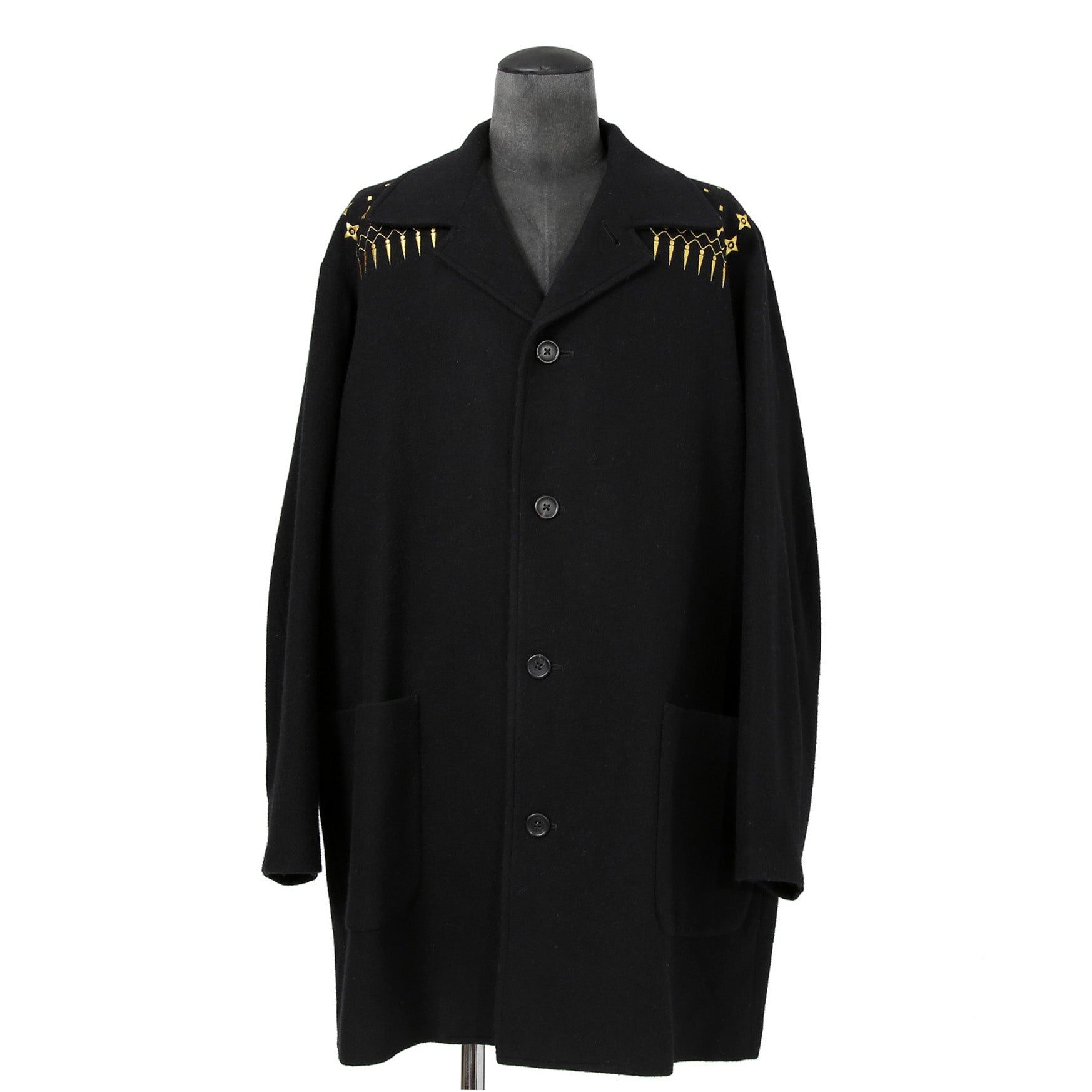 新品 Yohji Yamamoto Pour Homme / 22AW “THE SHOP” 限定  92-92 EMBROIDERY MELTON COAT / HE-C41-537 / 92年復刻 金刺繍 メルトンコート / size 1 (BALCK)