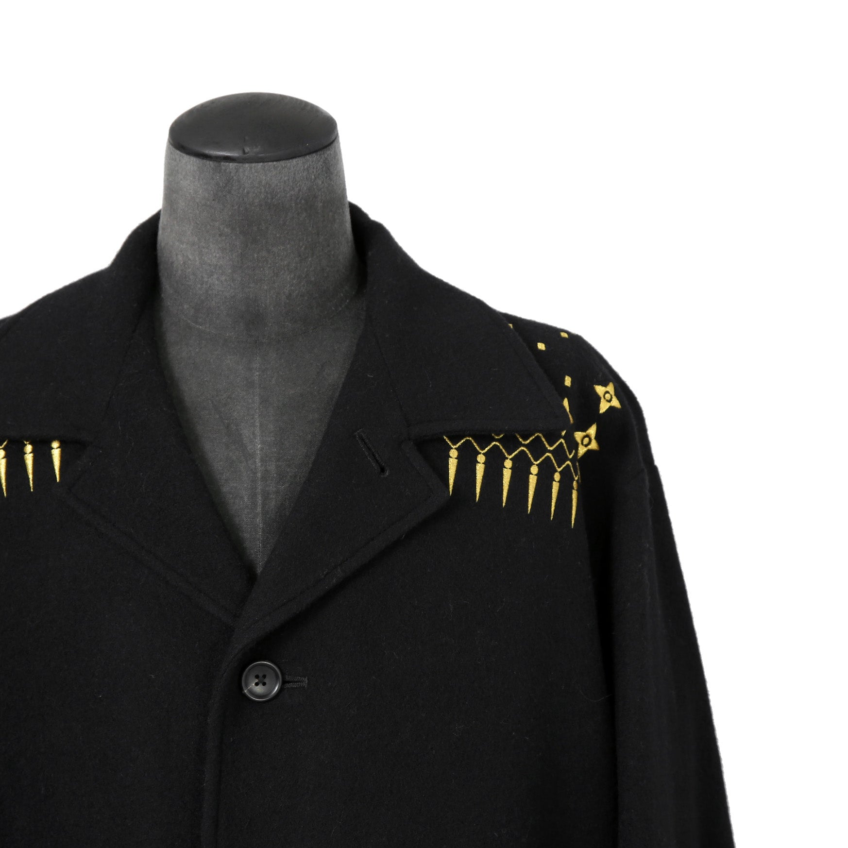 新品 Yohji Yamamoto Pour Homme / 22AW “THE SHOP” 限定  92-92 EMBROIDERY MELTON COAT / HE-C41-537 / 92年復刻 金刺繍 メルトンコート / size 1 (BALCK)