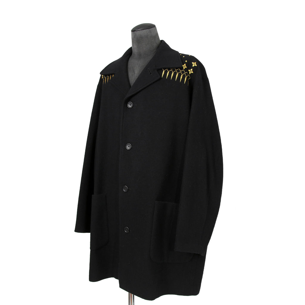 新品 Yohji Yamamoto Pour Homme / 22AW “THE SHOP” 限定  92-92 EMBROIDERY MELTON COAT / HE-C41-537 / 92年復刻 金刺繍 メルトンコート / size 1 (BALCK)