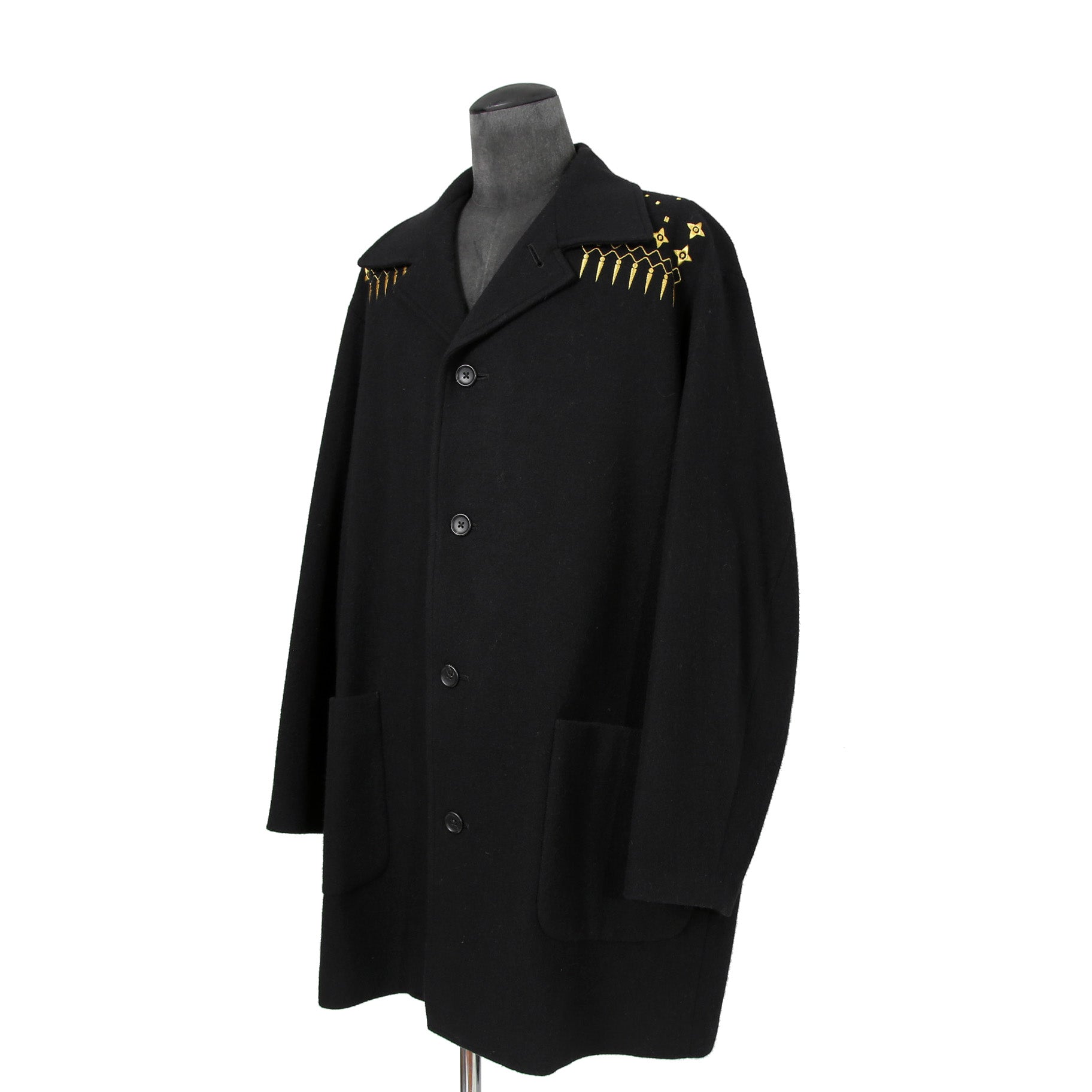 新品 Yohji Yamamoto Pour Homme / 22AW “THE SHOP” 限定  92-92 EMBROIDERY MELTON COAT / HE-C41-537 / 92年復刻 金刺繍 メルトンコート / size 1 (BALCK)