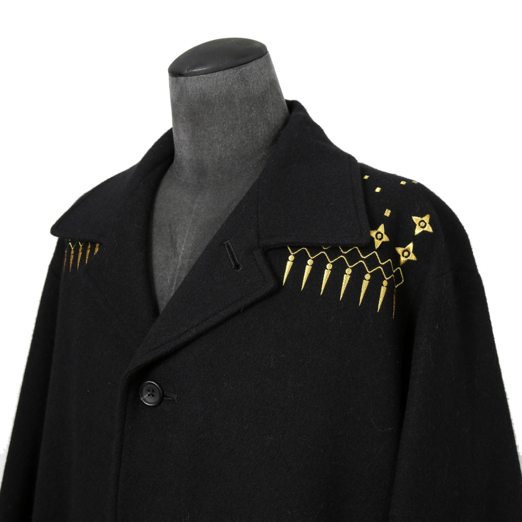 新品 Yohji Yamamoto Pour Homme / 22AW “THE SHOP” 限定  92-92 EMBROIDERY MELTON COAT / HE-C41-537 / 92年復刻 金刺繍 メルトンコート / size 1 (BALCK)