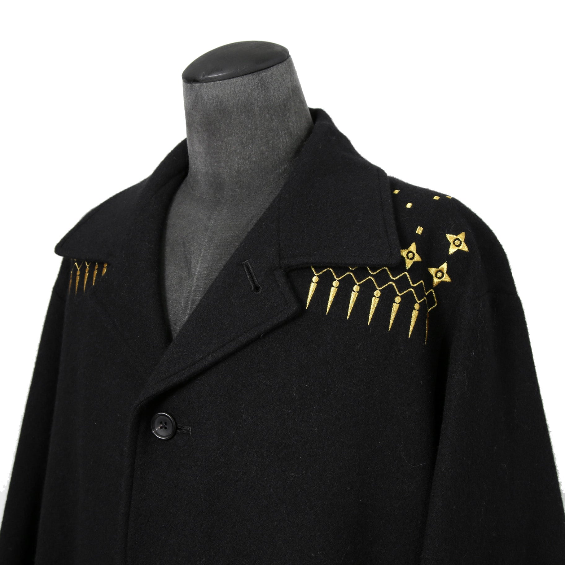 新品 Yohji Yamamoto Pour Homme / 22AW “THE SHOP” 限定  92-92 EMBROIDERY MELTON COAT / HE-C41-537 / 92年復刻 金刺繍 メルトンコート / size 1 (BALCK)