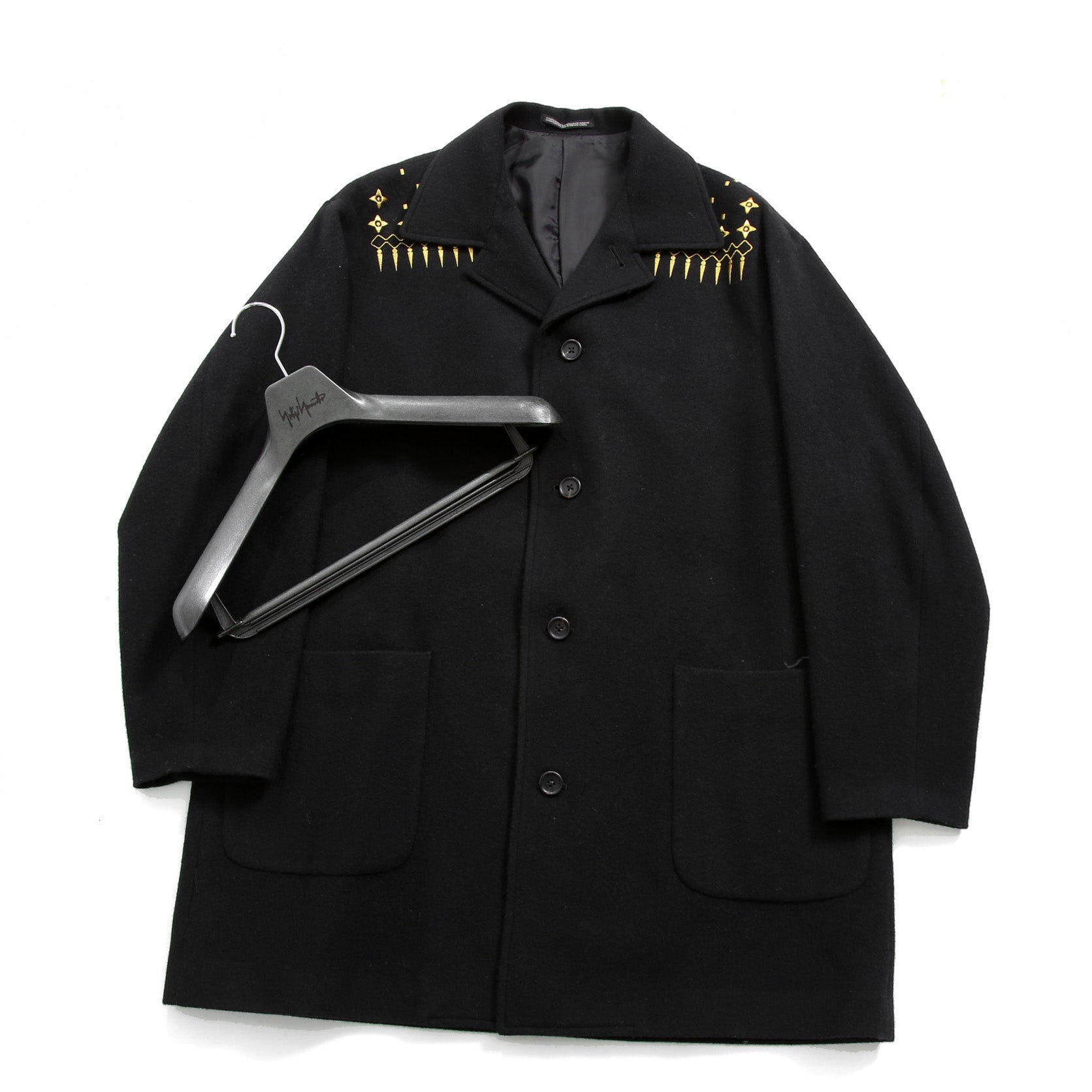 新品 Yohji Yamamoto Pour Homme / 22AW “THE SHOP” 限定  92-92 EMBROIDERY MELTON COAT / HE-C41-537 / 92年復刻 金刺繍 メルトンコート / size 1 (BALCK)