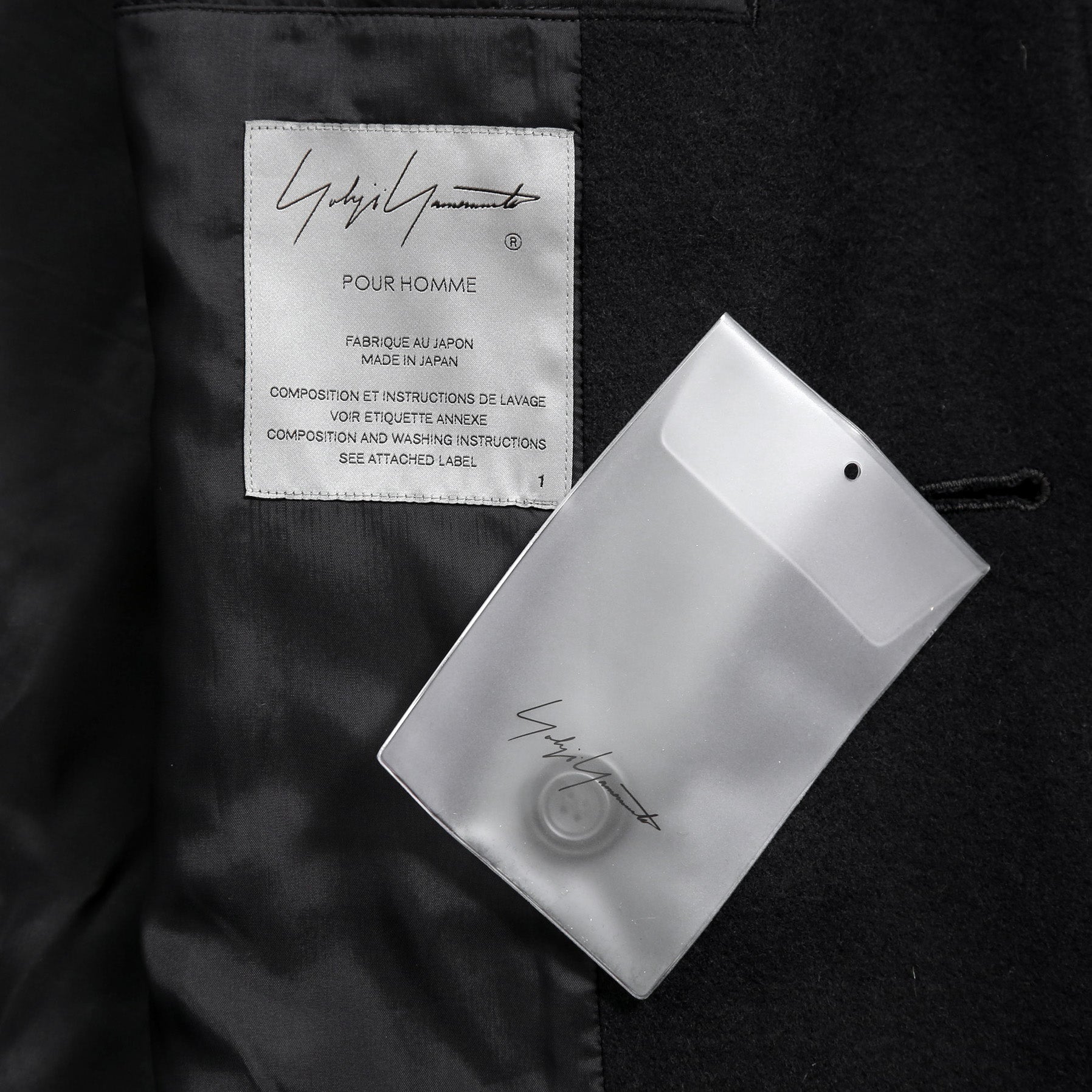 新品 Yohji Yamamoto Pour Homme / 22AW “THE SHOP” 限定  92-92 EMBROIDERY MELTON COAT / HE-C41-537 / 92年復刻 金刺繍 メルトンコート / size 1 (BALCK)