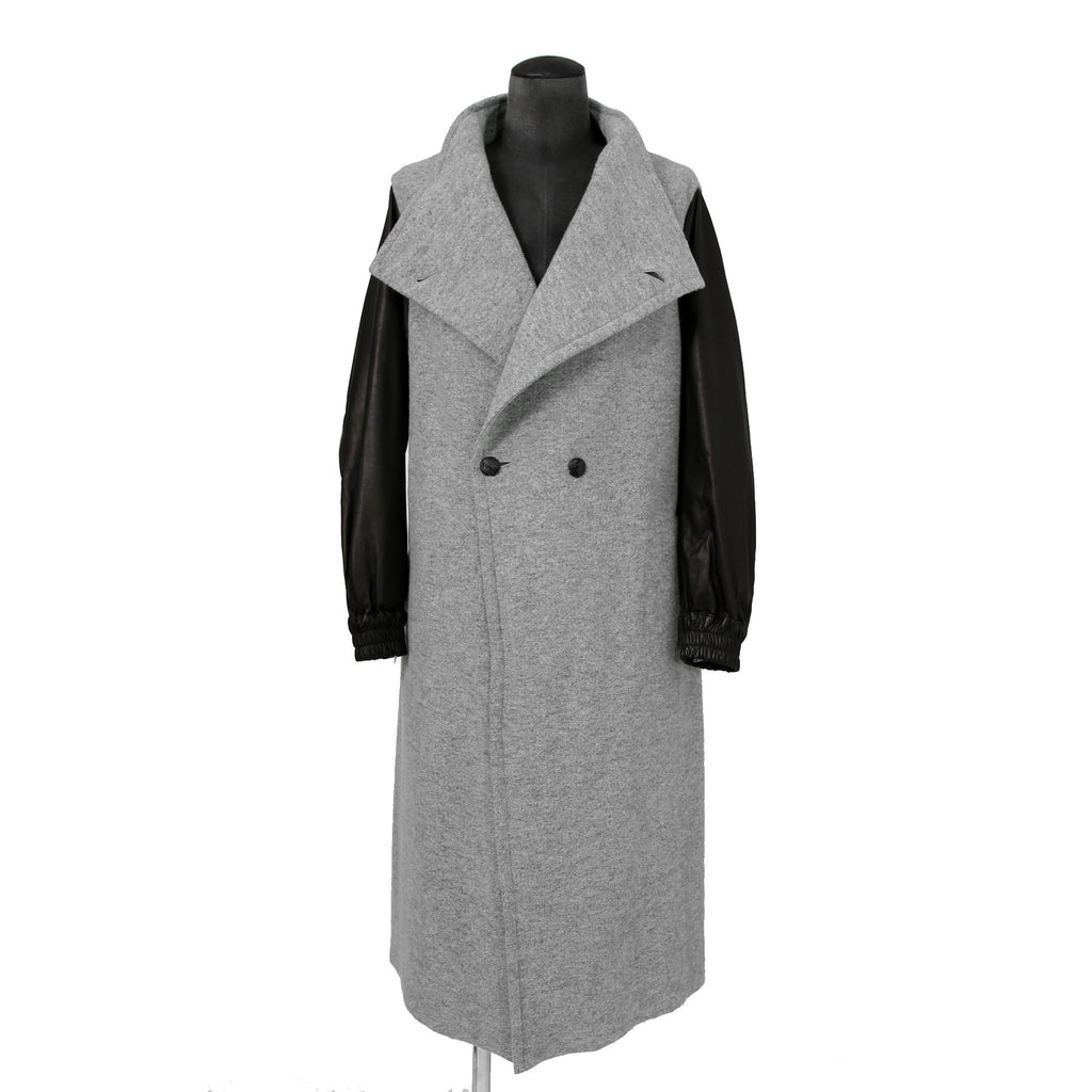kiryuyrik キリュウキリュウ / 24AW 美品 Wrap Coat/ 袖革 ラップコート / size S (GRAY)