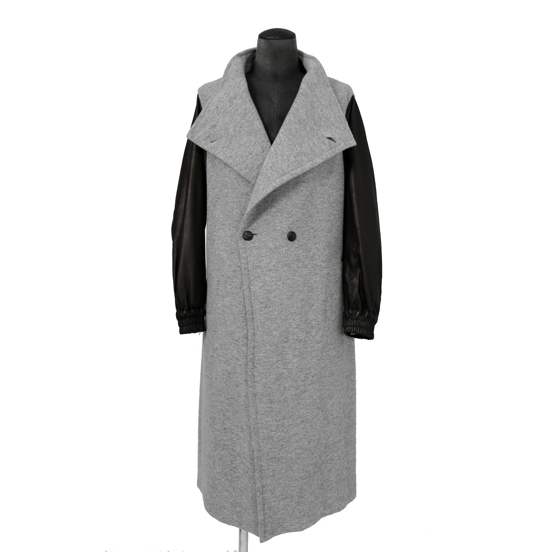 kiryuyrik キリュウキリュウ / 24AW 美品 Wrap Coat/ 袖革 ラップコート / size S (GRAY)