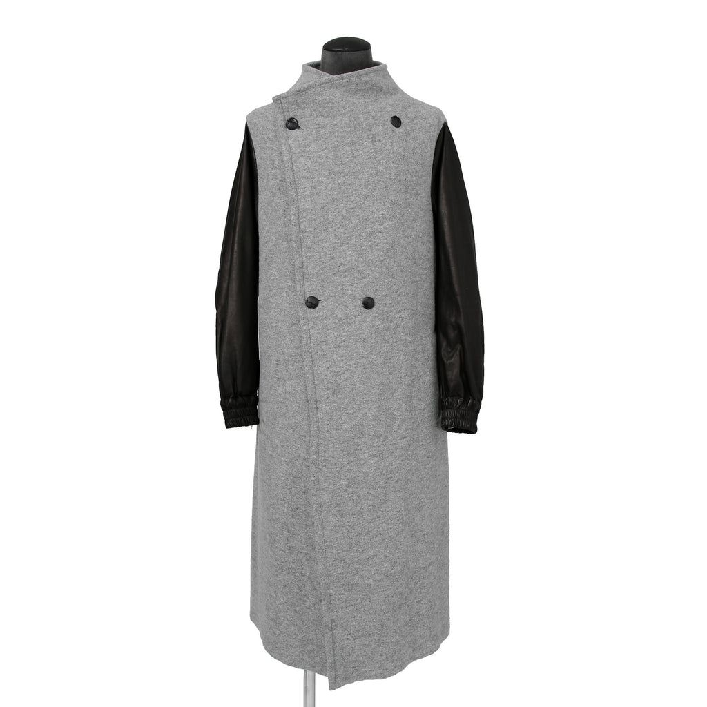 kiryuyrik キリュウキリュウ / 24AW 美品 Wrap Coat/ 袖革 ラップコート / size S (GRAY)