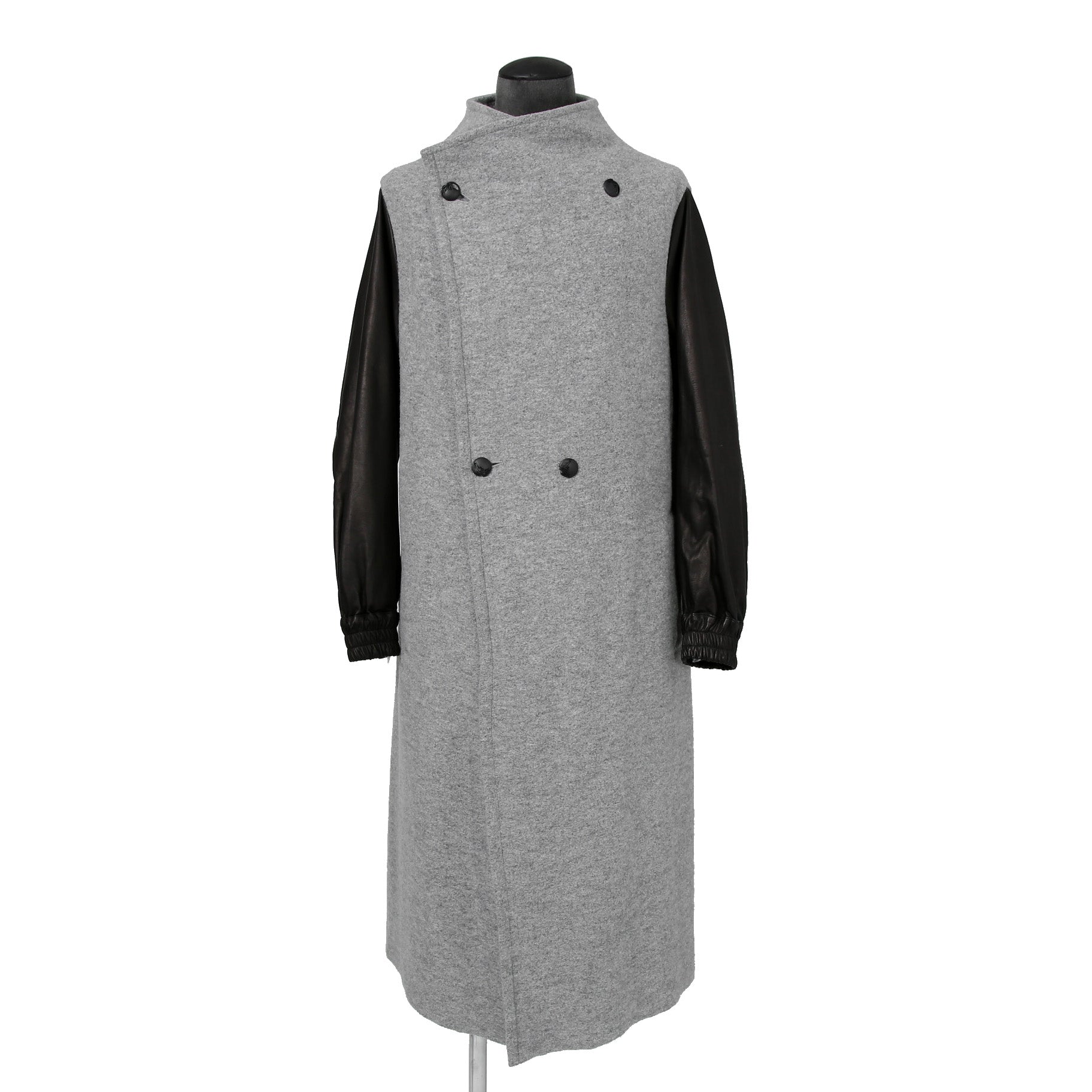 kiryuyrik キリュウキリュウ / 24AW 美品 Wrap Coat/ 袖革 ラップコート / size S (GRAY)
