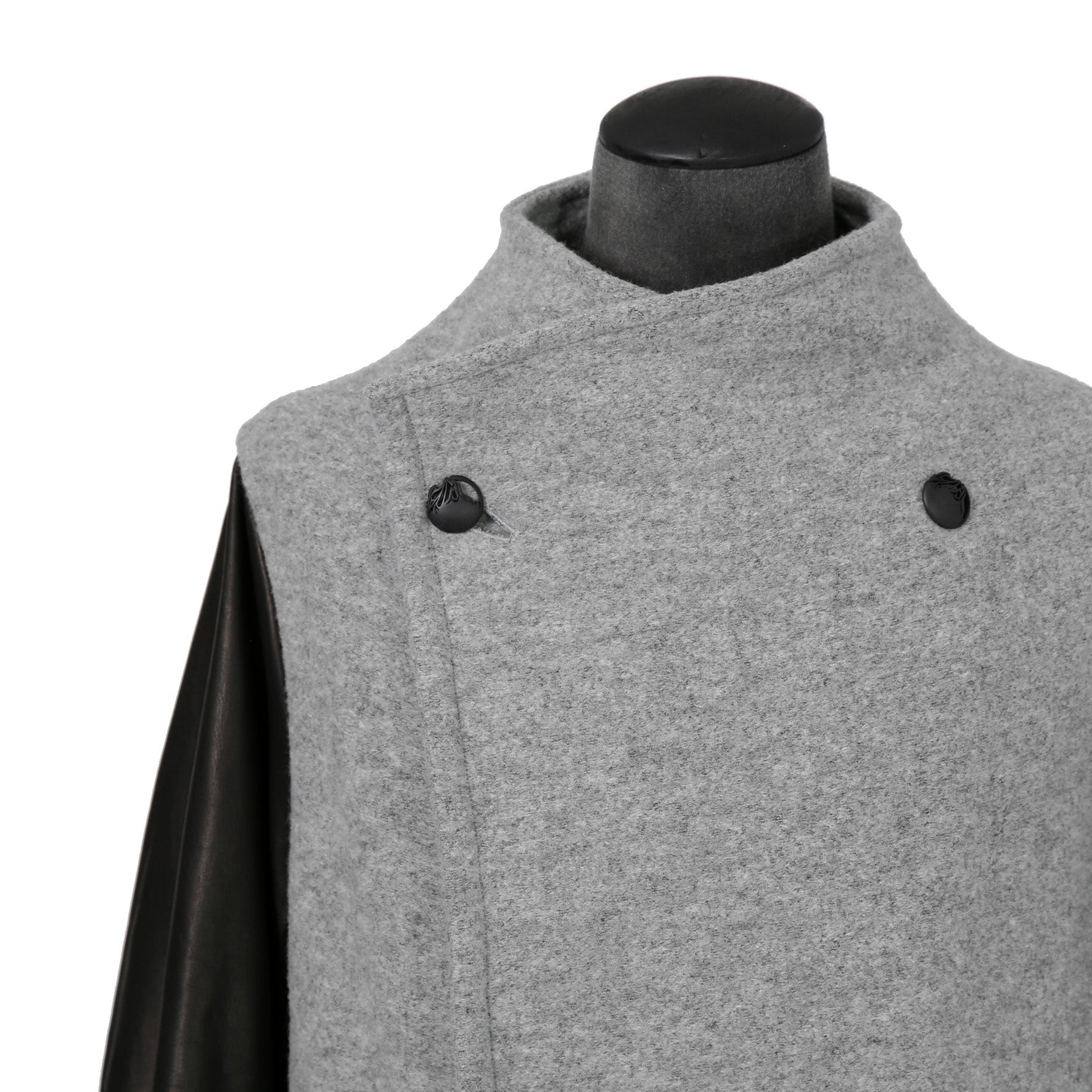 kiryuyrik キリュウキリュウ / 24AW 美品 Wrap Coat/ 袖革 ラップコート / size S (GRAY)