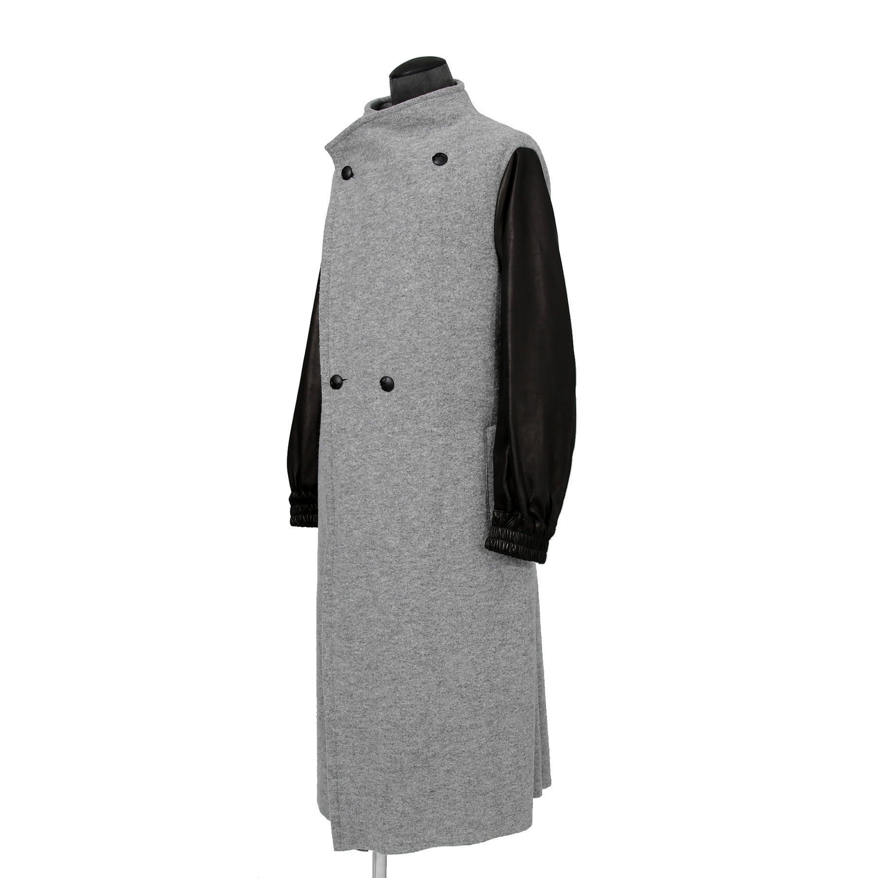 kiryuyrik キリュウキリュウ / 24AW 美品 Wrap Coat/ 袖革 ラップコート / size S (GRAY)