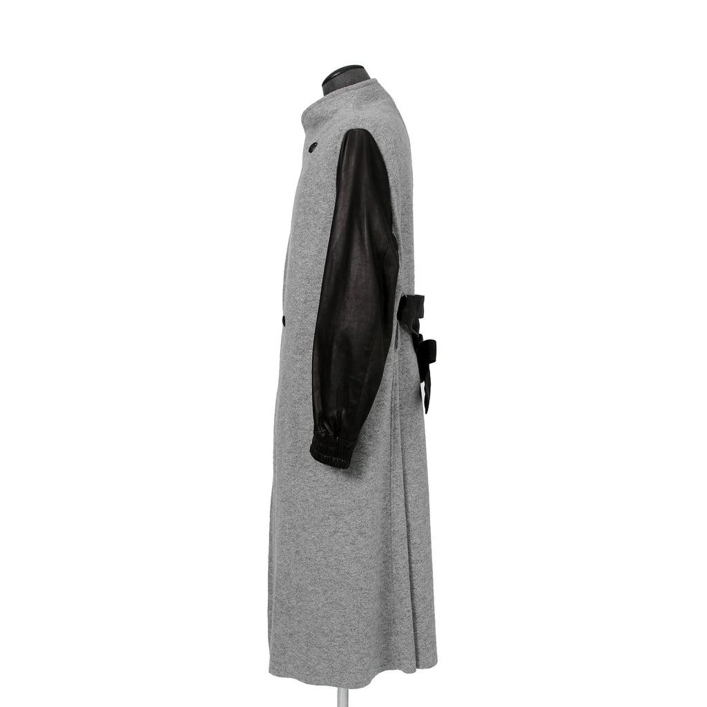 kiryuyrik キリュウキリュウ / 24AW 美品 Wrap Coat/ 袖革 ラップコート / size S (GRAY)