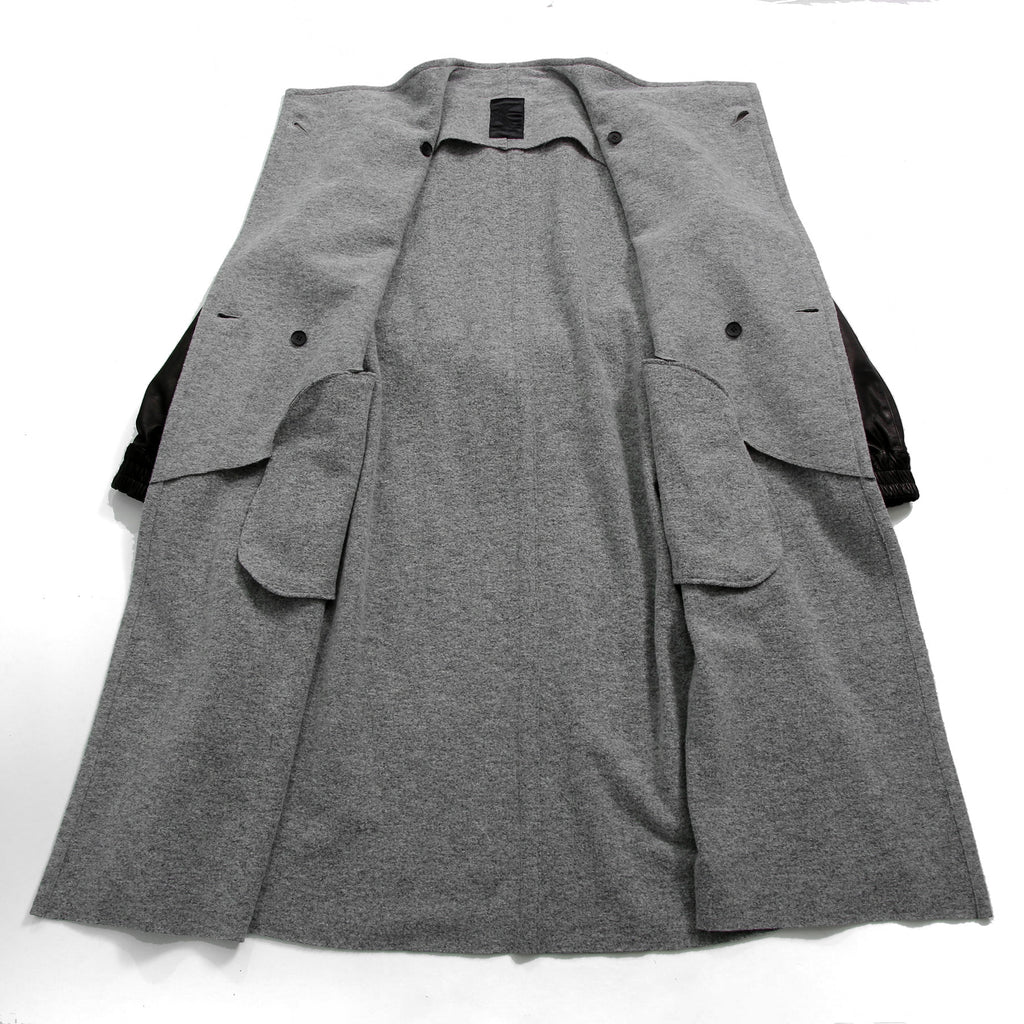 kiryuyrik キリュウキリュウ / 24AW 美品 Wrap Coat/ 袖革 ラップコート / size S (GRAY)
