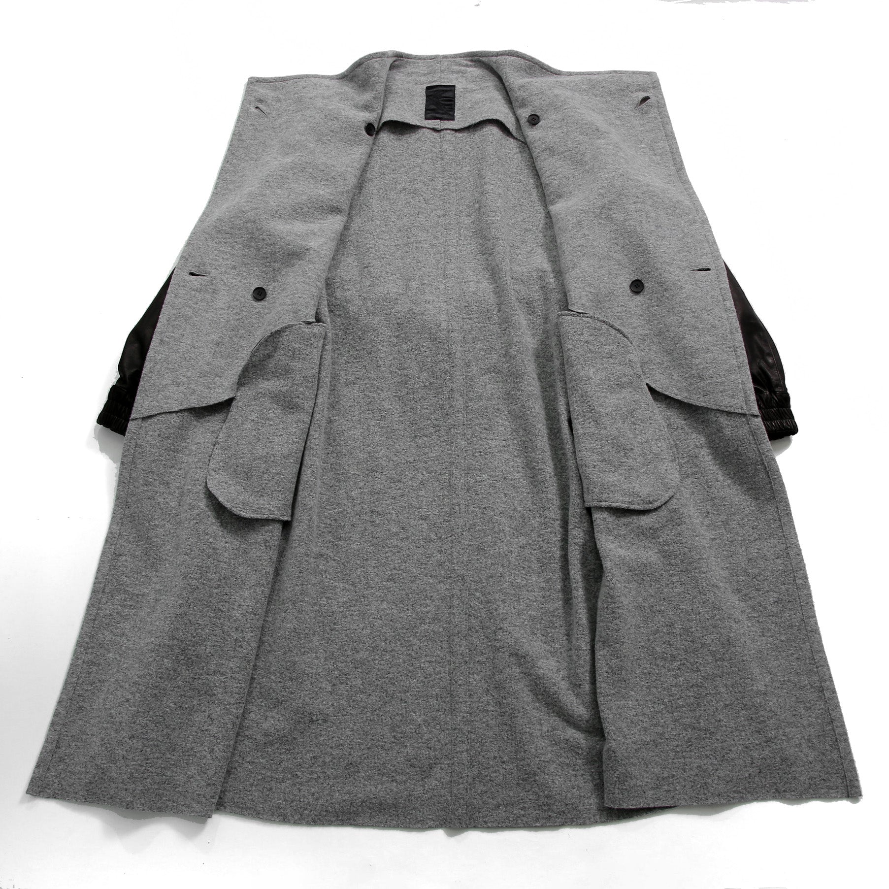 kiryuyrik キリュウキリュウ / 24AW 美品 Wrap Coat/ 袖革 ラップコート / size S (GRAY)