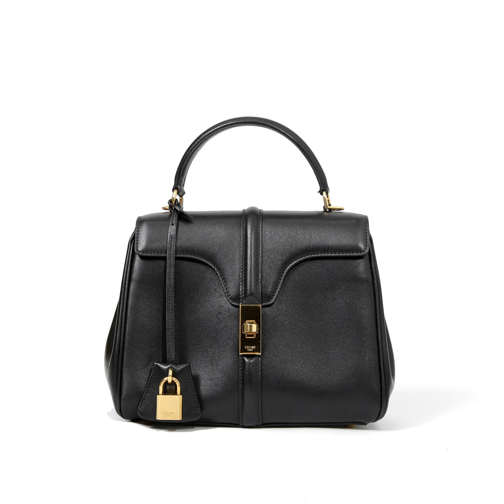 CELINE セリーヌ / 現行モデル / スモール 16 (セーズ) バッグ / サチネイテッド カーフ スキン (BLACK)