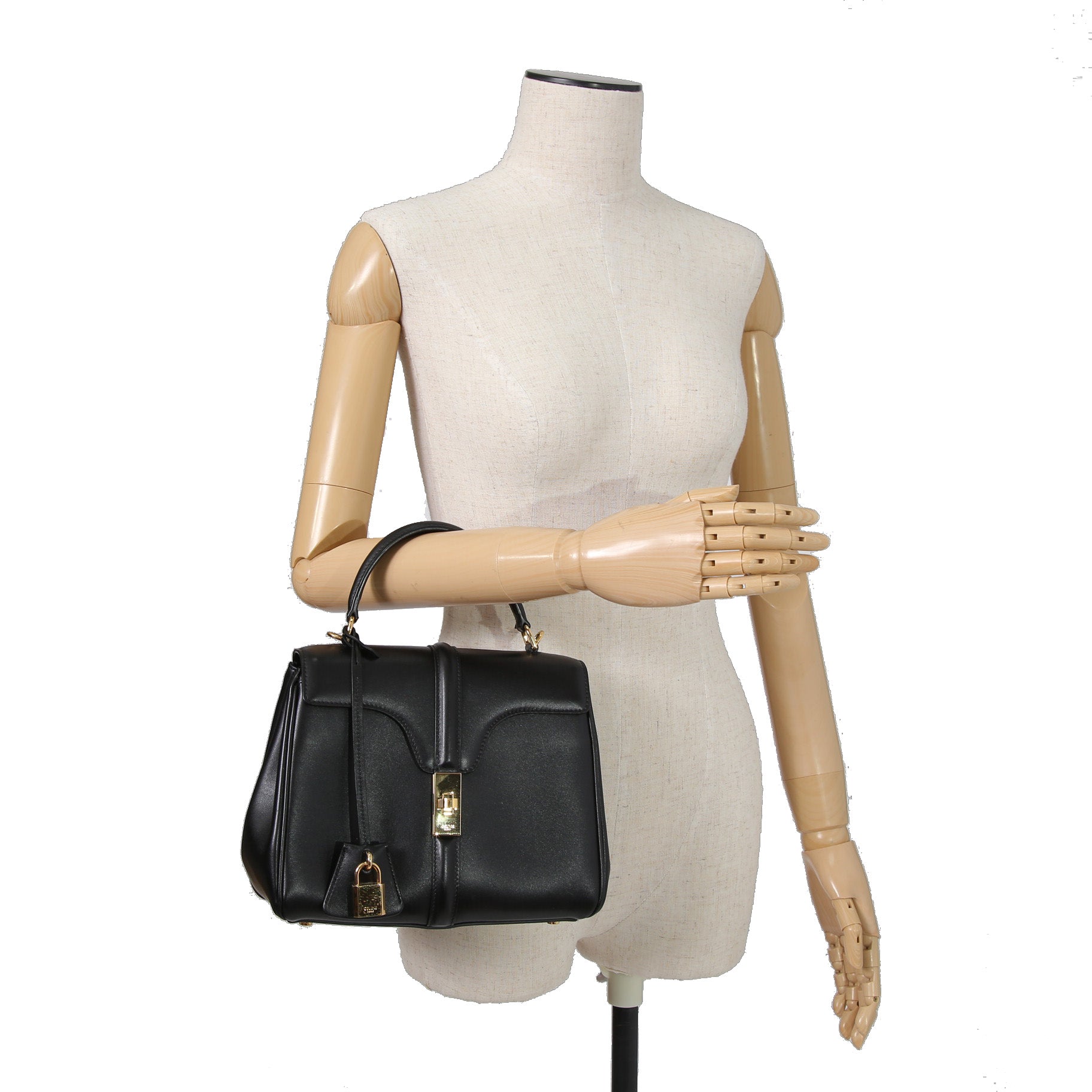 CELINE セリーヌ / 現行モデル / スモール 16 (セーズ) バッグ / サチネイテッド カーフ スキン (BLACK)