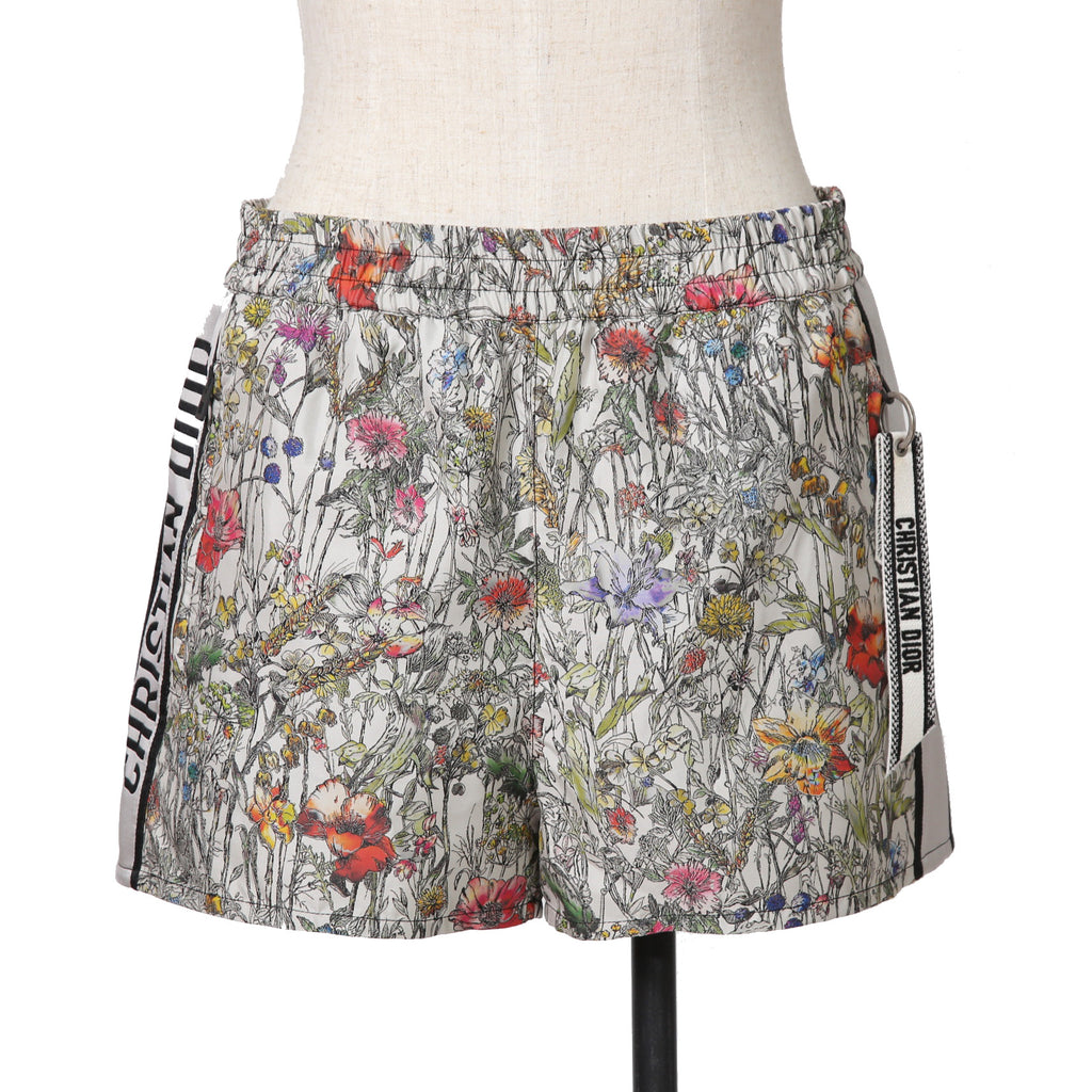 希少 Christian Dior クリスチャンディオール  / 21SS 極美品 Mille Fleurs ミルフルール サイドロゴ ストライプ ショート パンツ  / テクニカル タフタ ジャガード  / 花柄 / 117P21A2884 / size 36  (MURTI COLOR)