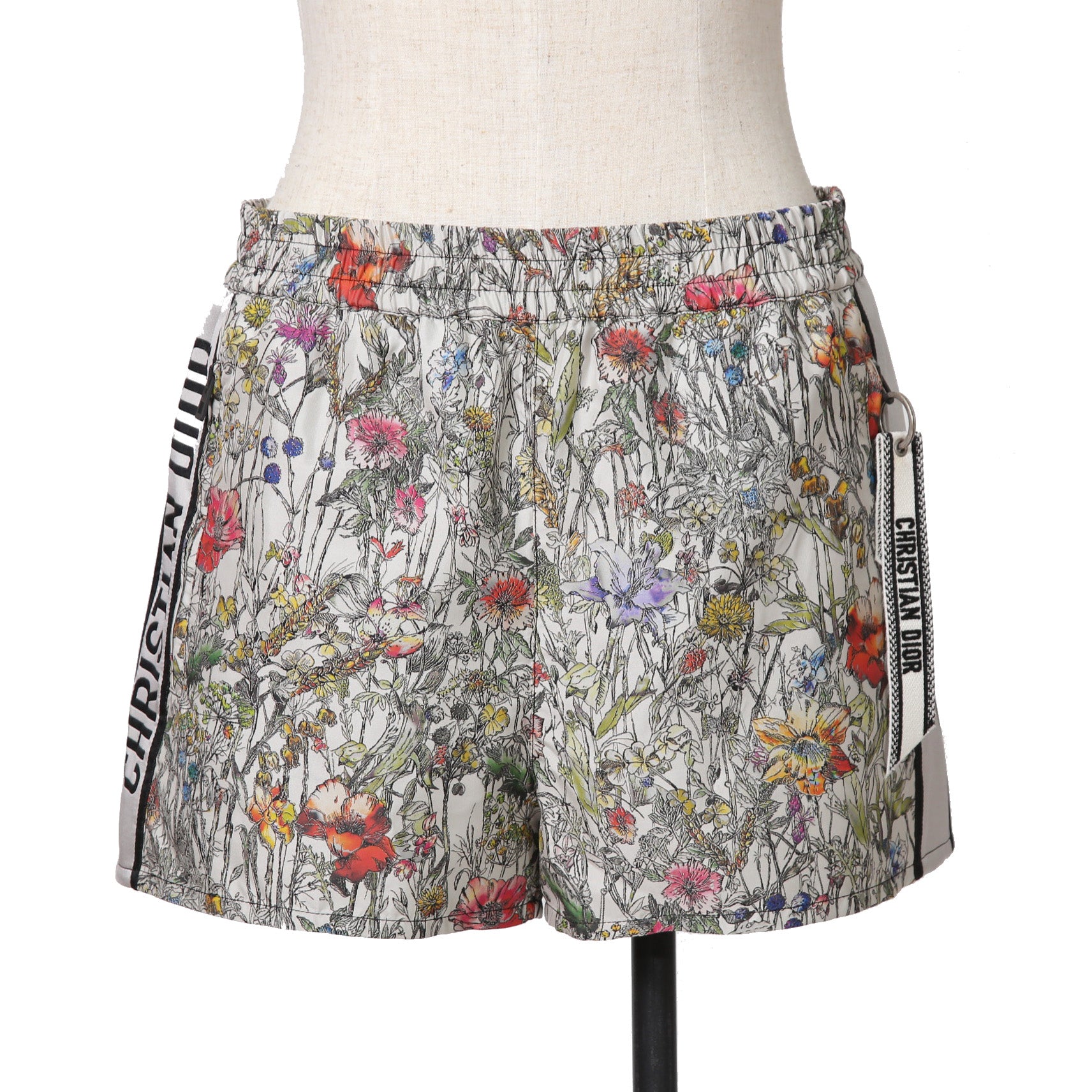希少 Christian Dior クリスチャンディオール  / 21SS 極美品 Mille Fleurs ミルフルール サイドロゴ ストライプ ショート パンツ  / テクニカル タフタ ジャガード  / 花柄 / 117P21A2884 / size 36  (MURTI COLOR)