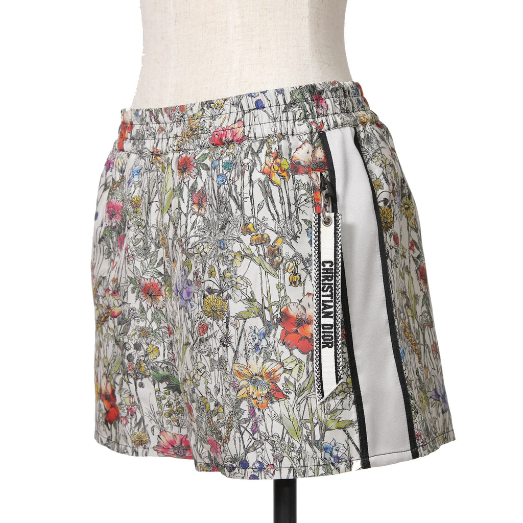 希少 Christian Dior クリスチャンディオール  / 21SS 極美品 Mille Fleurs ミルフルール サイドロゴ ストライプ ショート パンツ  / テクニカル タフタ ジャガード  / 花柄 / 117P21A2884 / size 36  (MURTI COLOR)