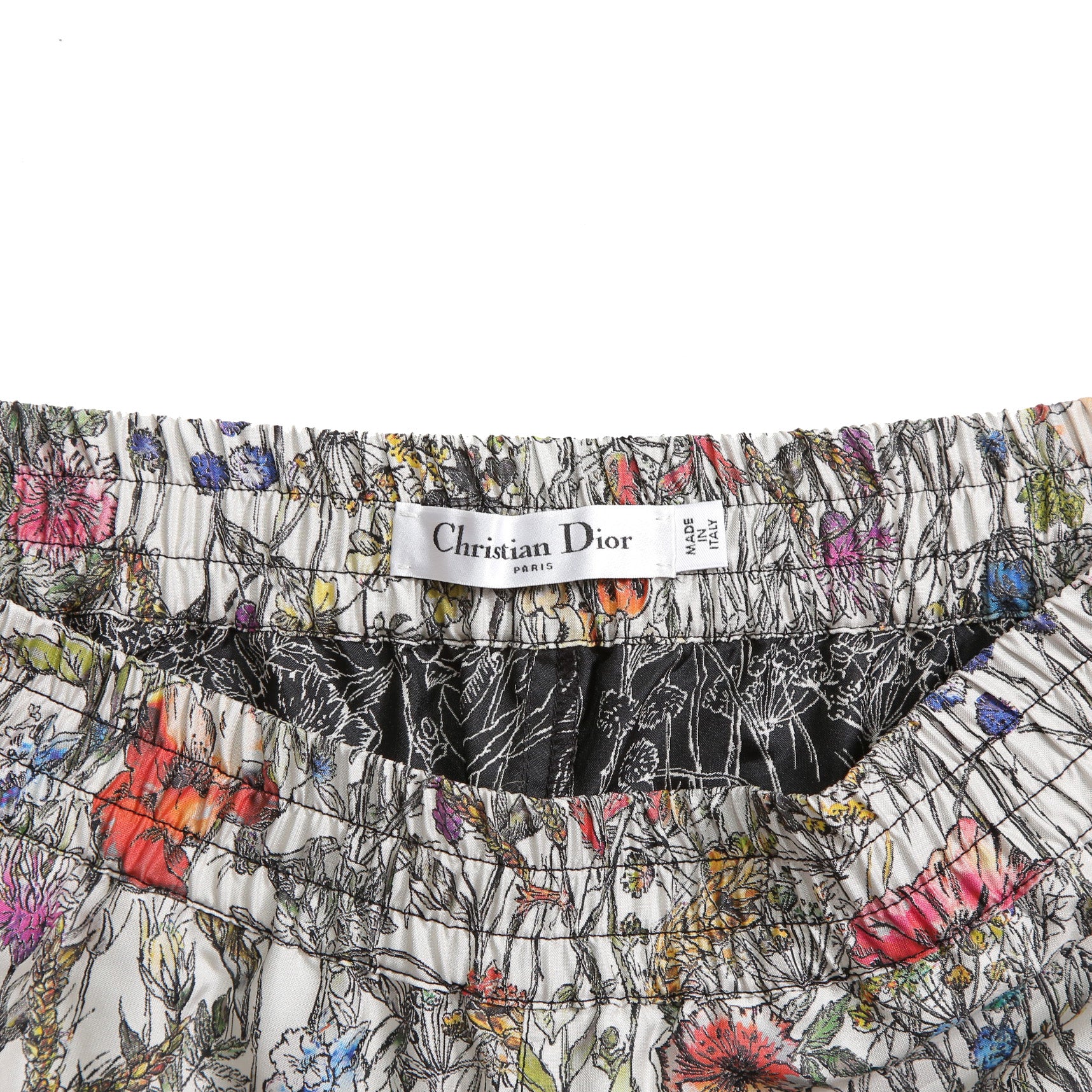 希少 Christian Dior クリスチャンディオール  / 21SS 極美品 Mille Fleurs ミルフルール サイドロゴ ストライプ ショート パンツ  / テクニカル タフタ ジャガード  / 花柄 / 117P21A2884 / size 36  (MURTI COLOR)