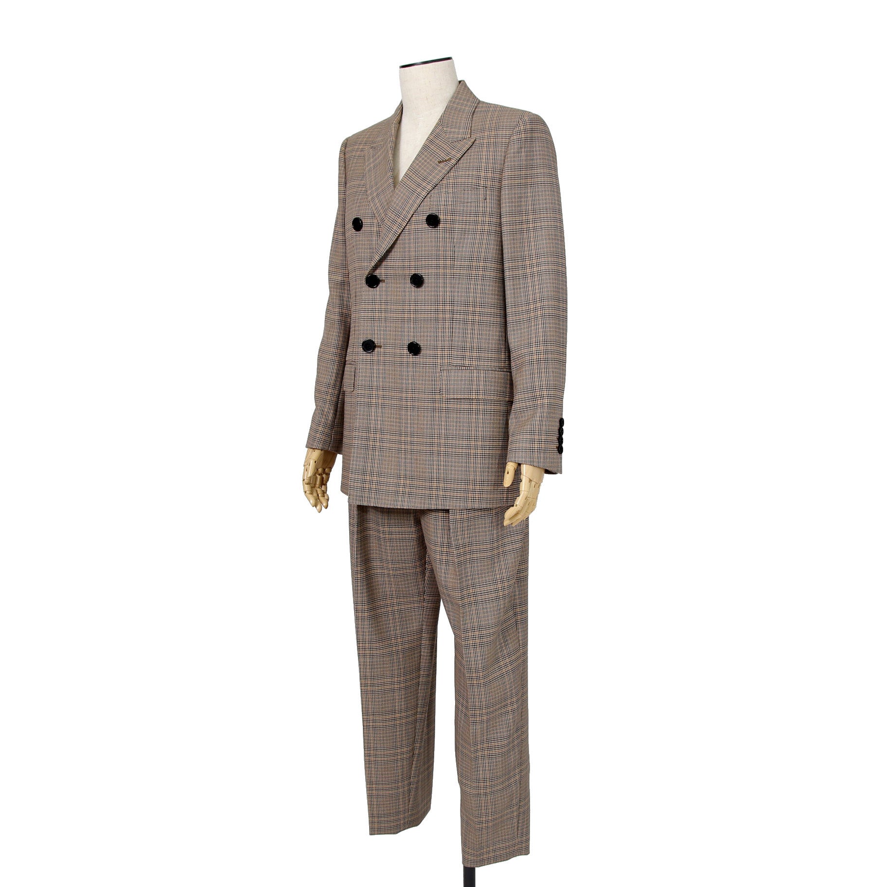 CELINE セリーヌ / 2024AW 極美品 プリンス オブ ウェールズ チェック / セットアップ スーツ / size 38 / ダブルジャケット / 2タック パンツ / レディース