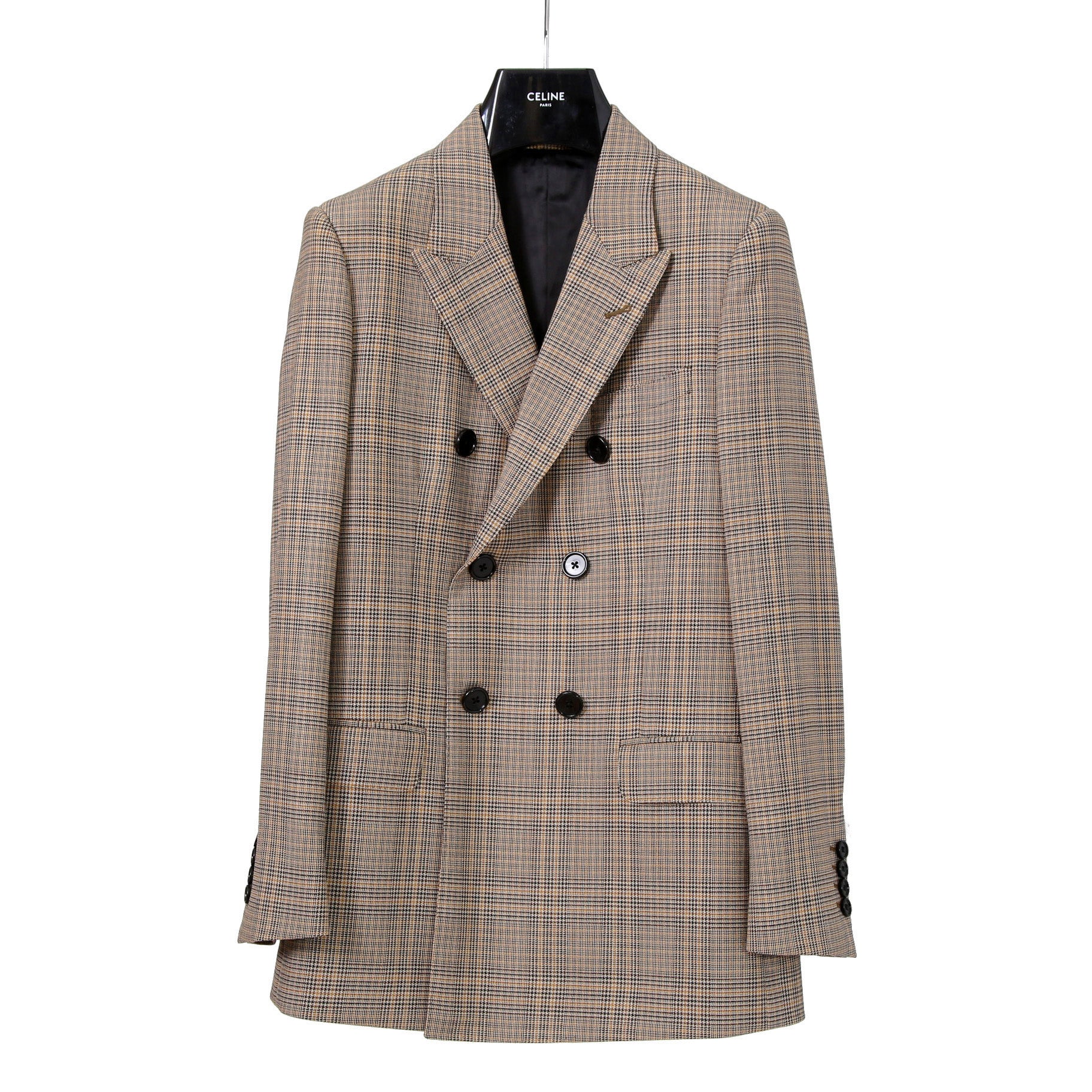 CELINE セリーヌ / 2024AW 極美品 プリンス オブ ウェールズ チェック / セットアップ スーツ / size 38 / ダブルジャケット / 2タック パンツ / レディース