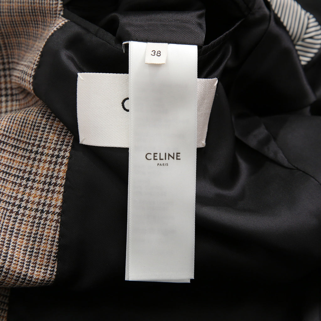 CELINE セリーヌ / 2024AW 極美品 プリンス オブ ウェールズ チェック / セットアップ スーツ / size 38 / ダブルジャケット / 2タック パンツ / レディース