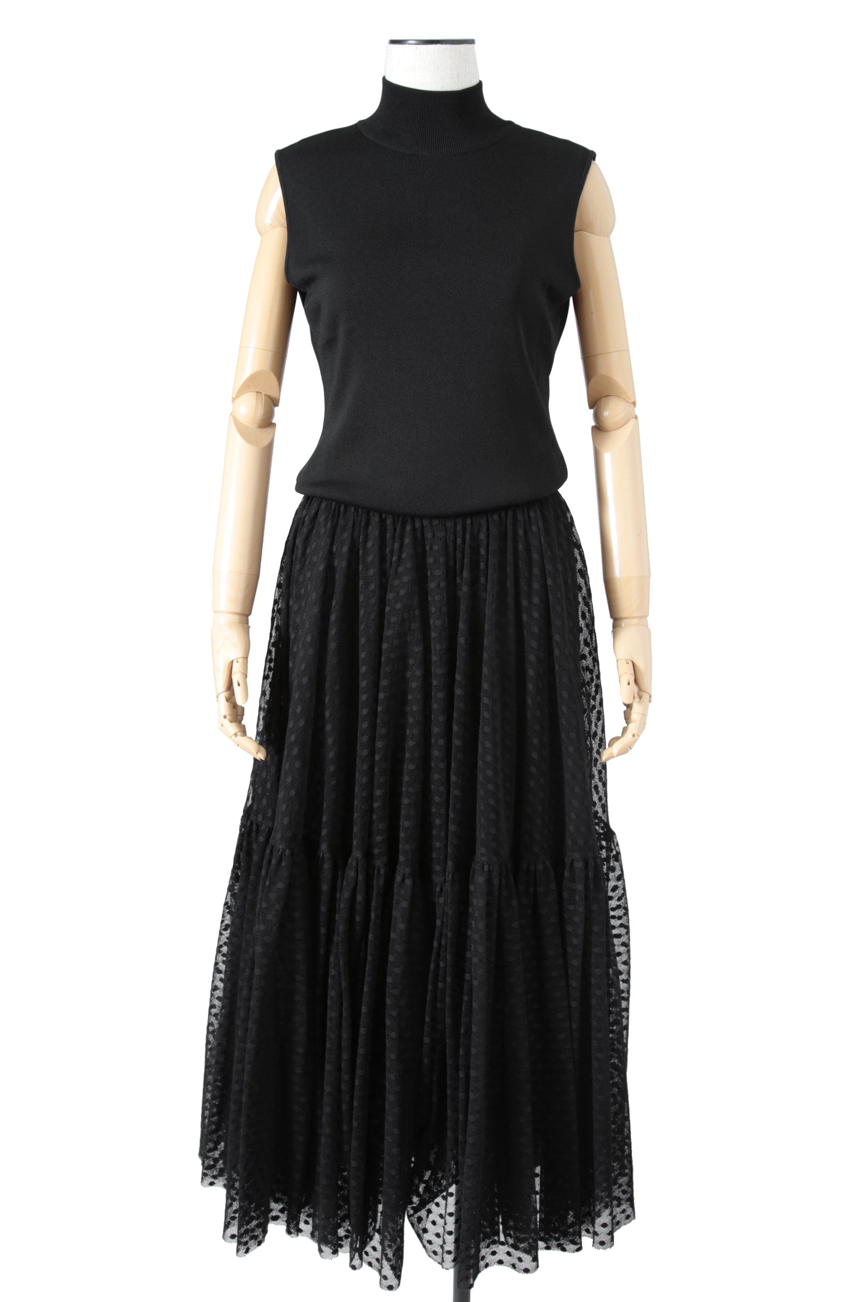 新品同様 国内正規 Christian Dior ディオール / 2020年商品 チュール スカート / ドット柄 / size 38 (M) BLACK 111J64A8505