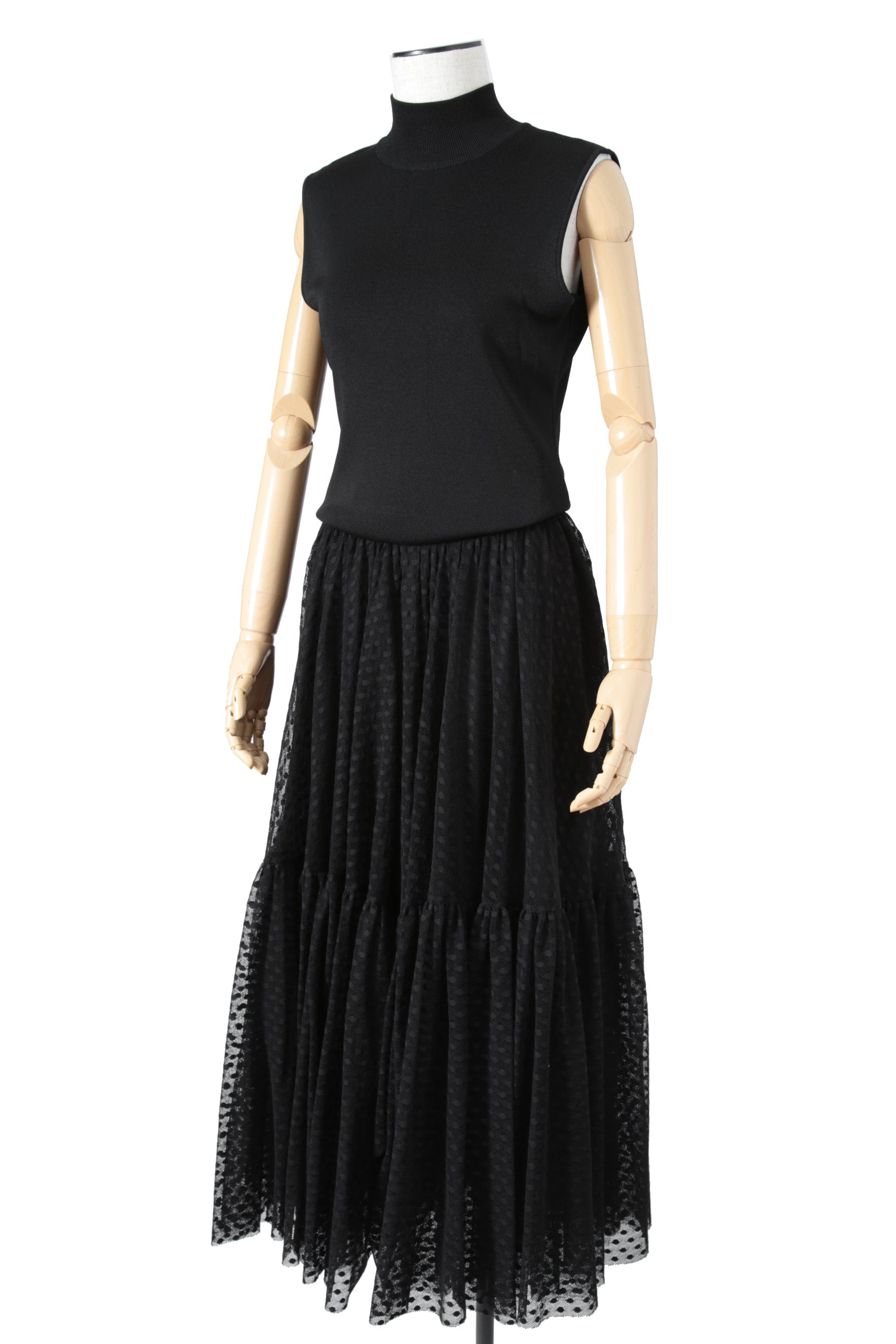新品同様 国内正規 Christian Dior ディオール / 2020年商品 チュール スカート / ドット柄 / size 38 (M) BLACK 111J64A8505