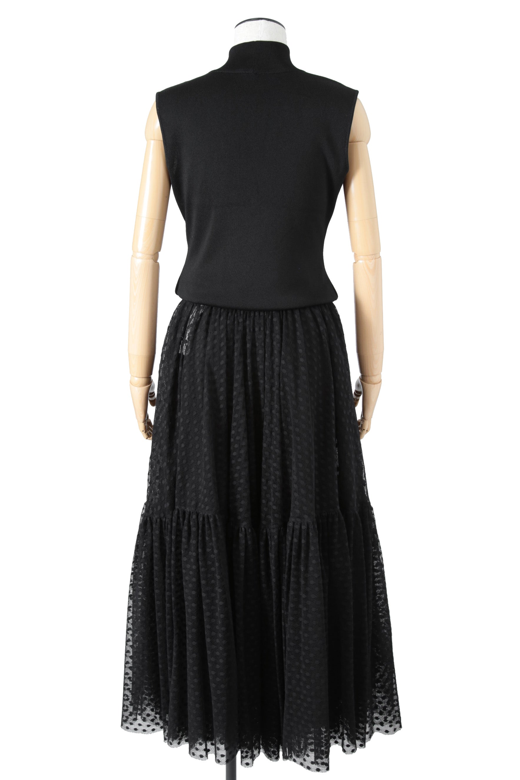 新品同様 国内正規 Christian Dior ディオール / 2020年商品 チュール スカート / ドット柄 / size 38 (M) BLACK 111J64A8505