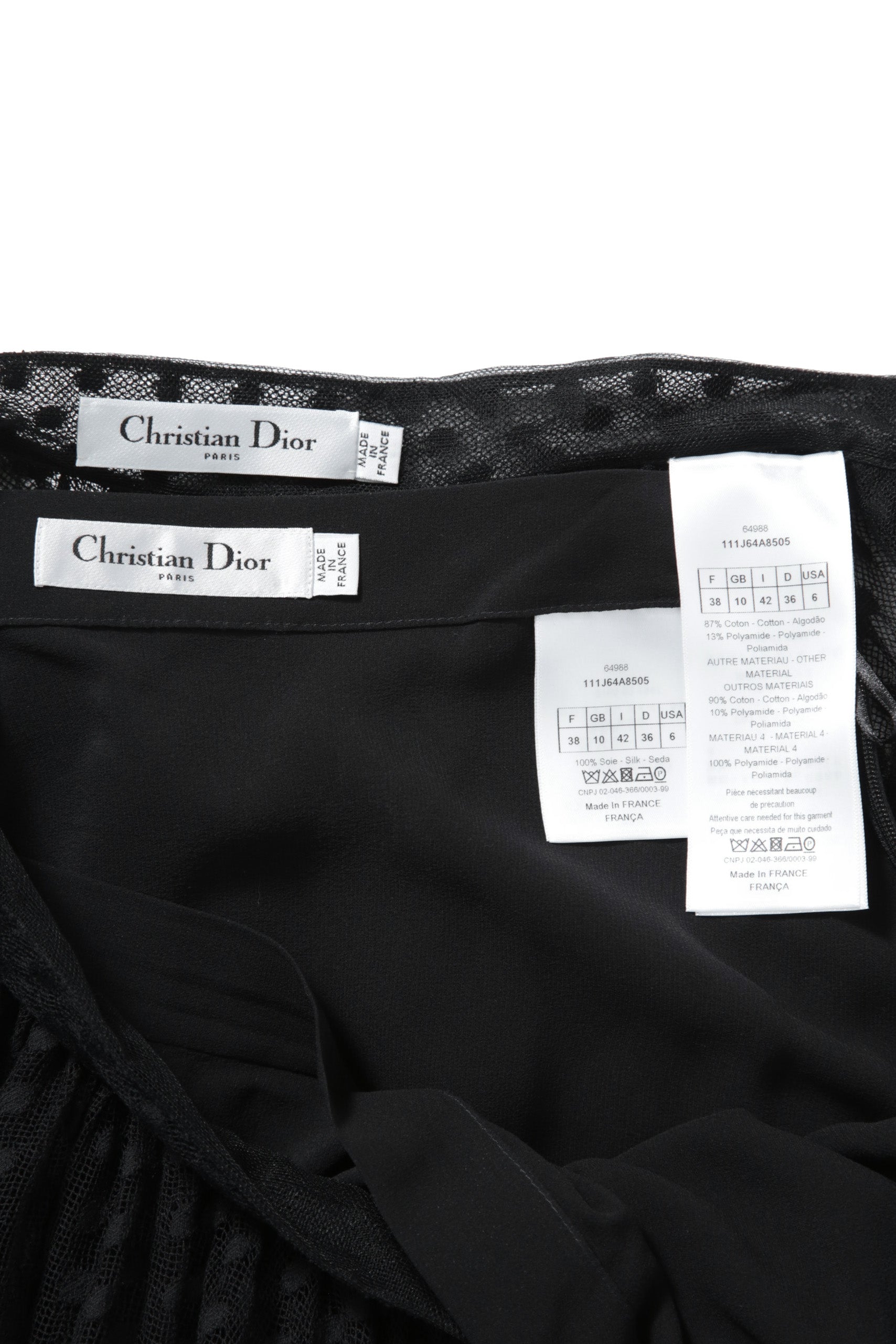 新品同様 国内正規 Christian Dior ディオール / 2020年商品 チュール スカート / ドット柄 / size 38 (M) BLACK 111J64A8505