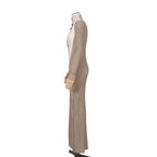 FENDI フェンディ / 美品 2018 カラーブロックモチーフ シルクニット マキシ丈 ワンピース / size 38 (BEIGE)
