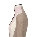 FENDI フェンディ / 美品 2018 カラーブロックモチーフ シルクニット マキシ丈 ワンピース / size 38 (BEIGE)