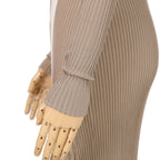 FENDI フェンディ / 美品 2018 カラーブロックモチーフ シルクニット マキシ丈 ワンピース / size 38 (BEIGE)