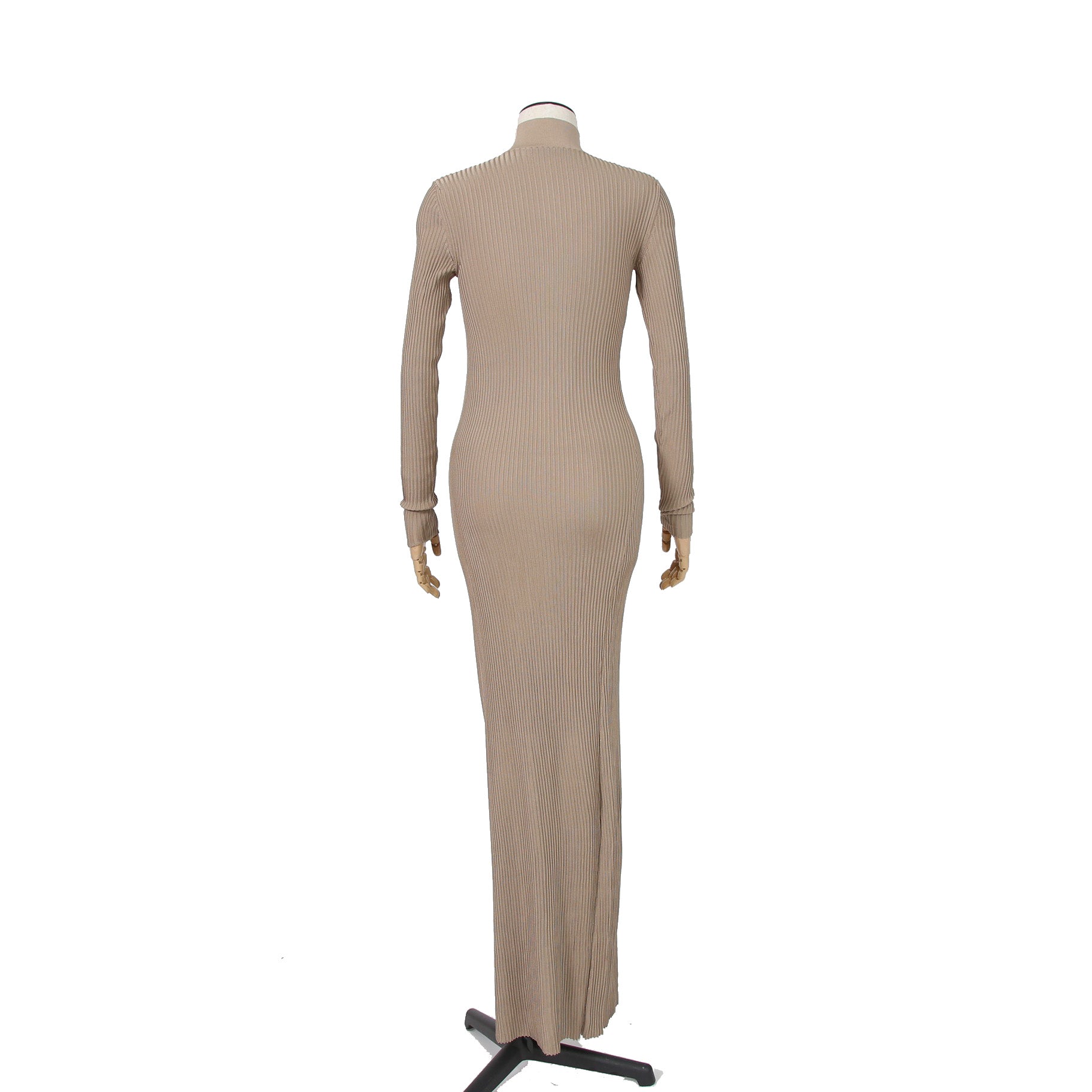 FENDI フェンディ / 美品 2018 カラーブロックモチーフ シルクニット マキシ丈 ワンピース / size 38 (BEIGE)